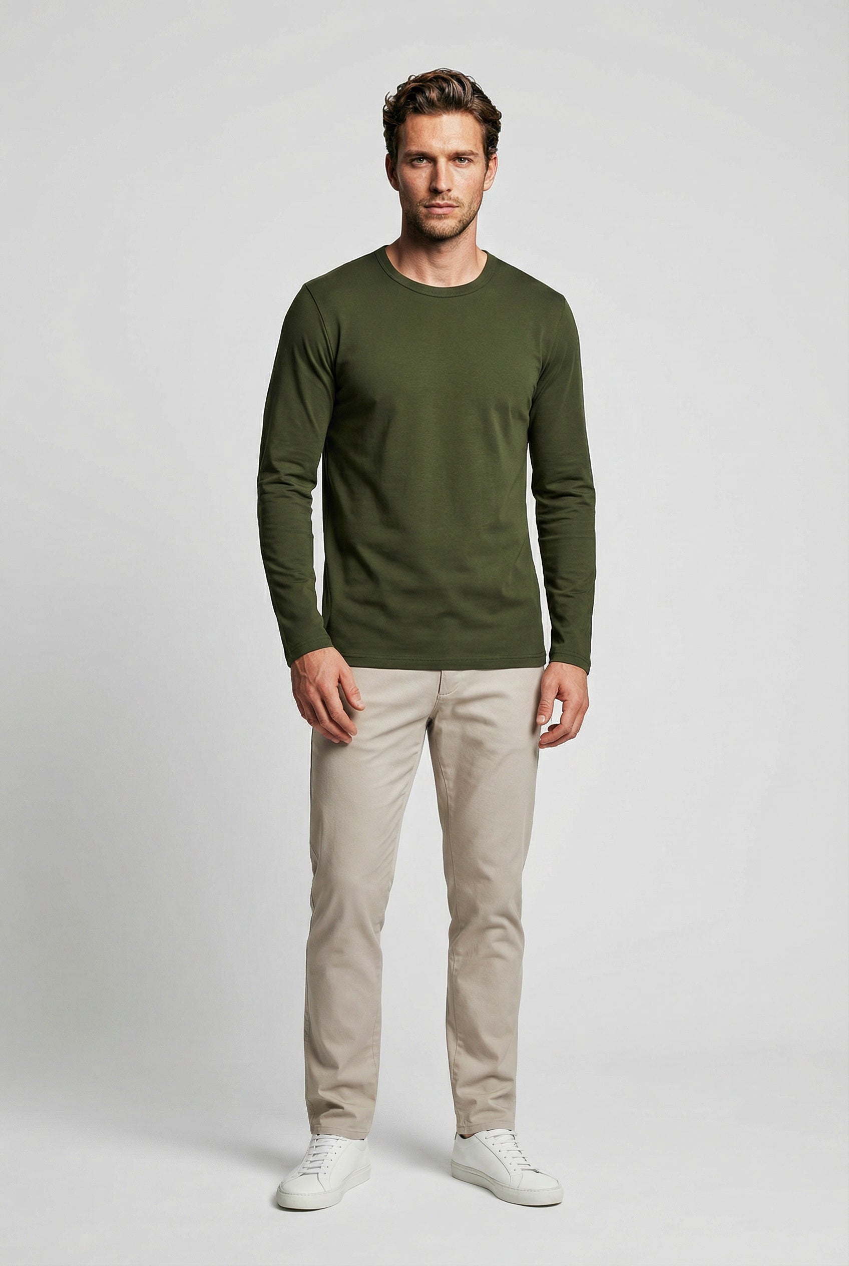 Bevis Long Sleeve Cotton T-shirt - Bottle - Wear London