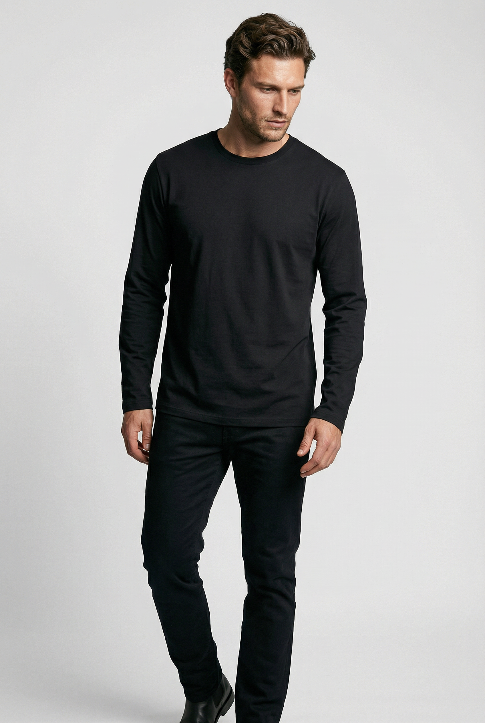 Bevis Long Sleeve Cotton t-shirt -Black - Wear London