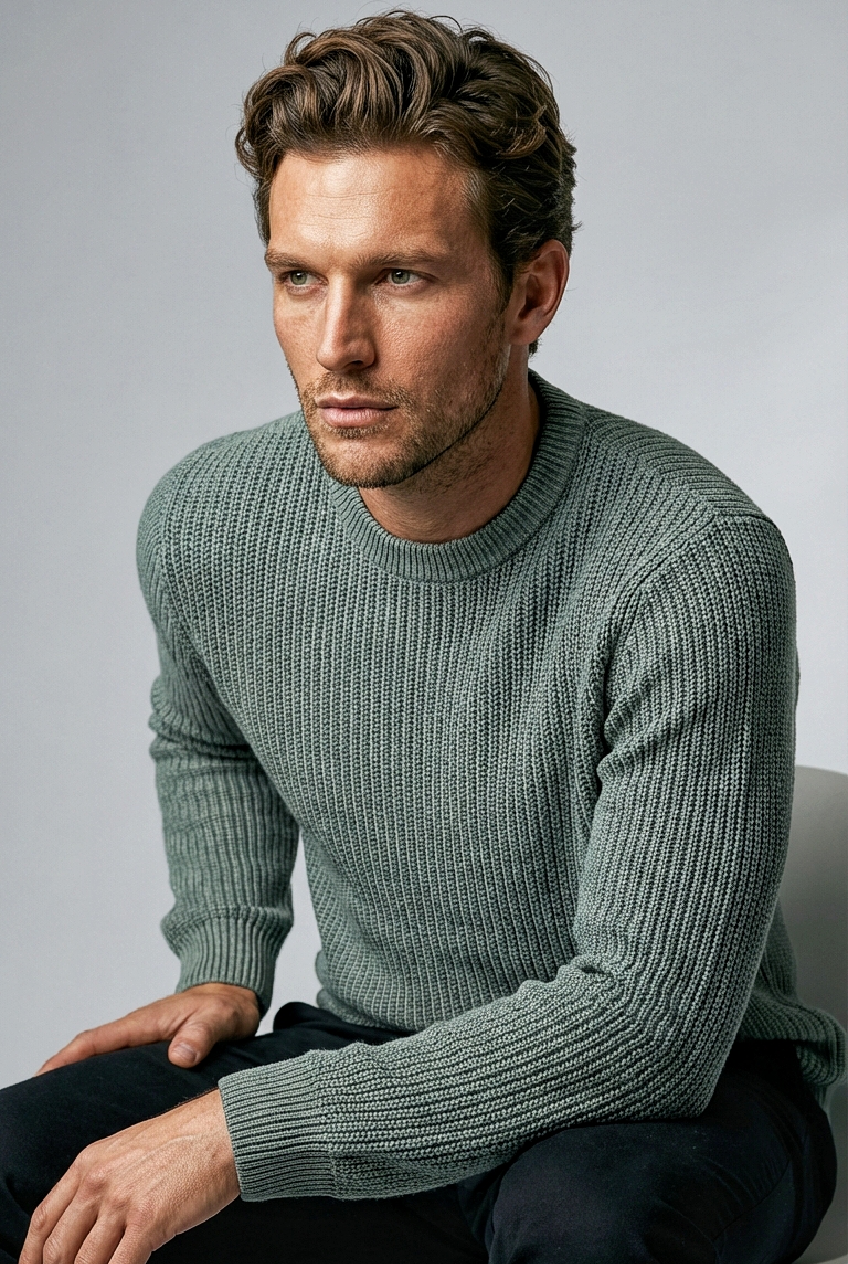 Hailey Crew Knit - Dark Sage - Wear London