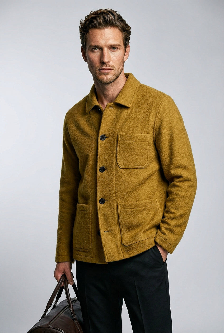 Chiltern Shacket - Mustard Boiled Wool - Wear London