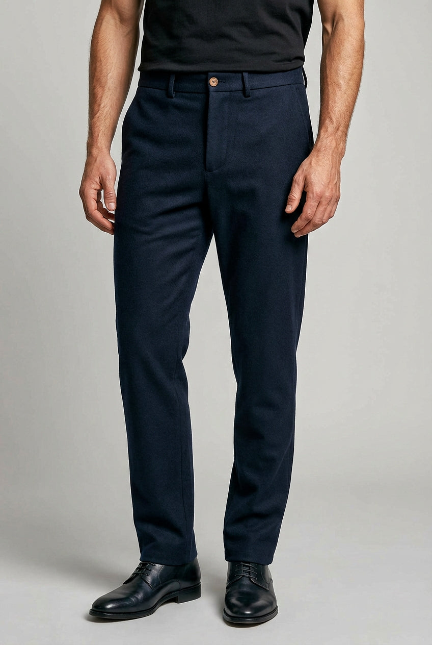 Buxton Trouser - Navy Flannel Positano - Wear London