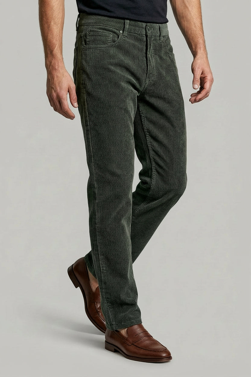 Whale Cord 5 Pocket Jean - Olive - Wear London