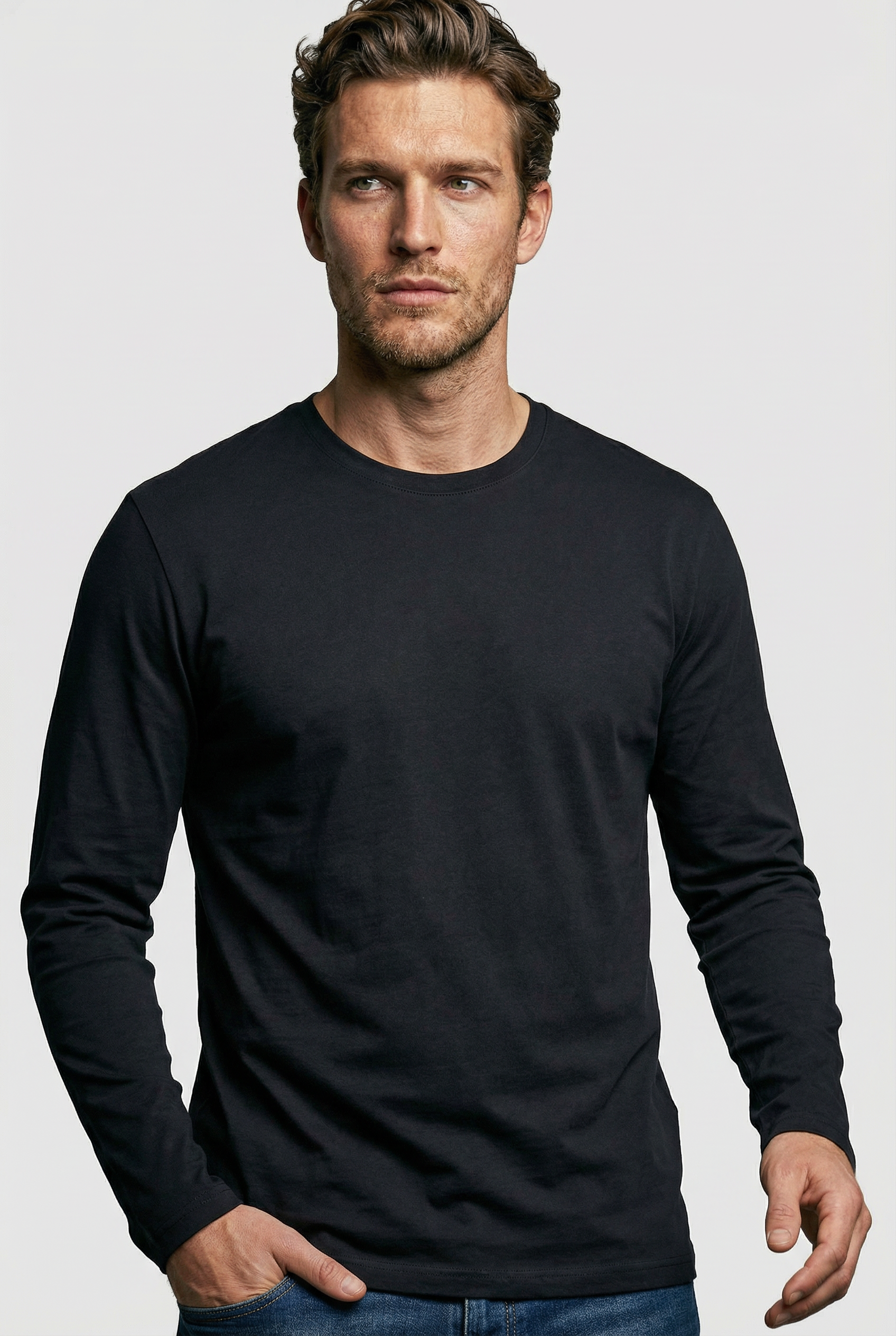 Bevis Long Sleeve Cotton t-shirt -Black - Wear London
