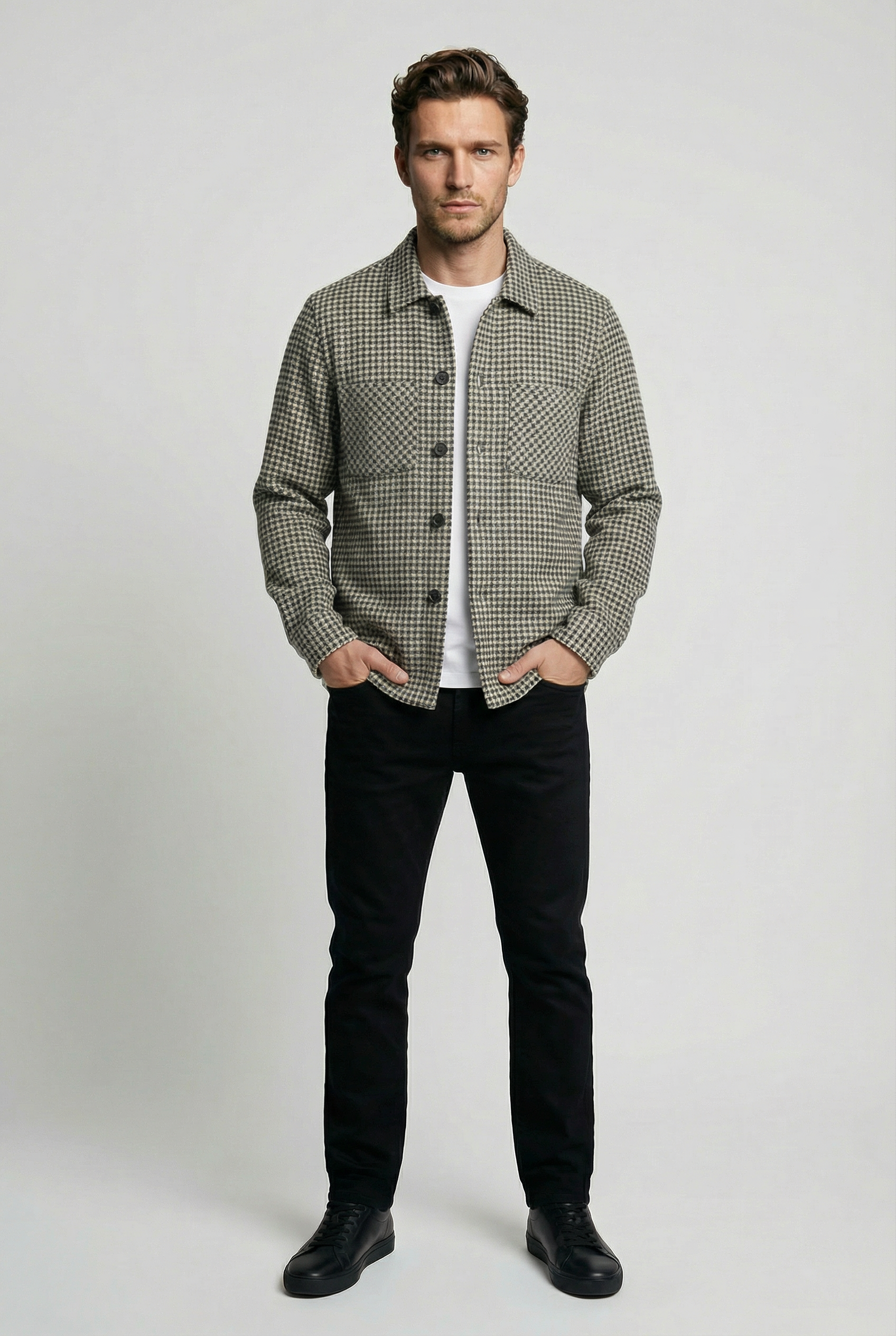 Bart Overshirt - Mid Blue / Stone Check - Wear London