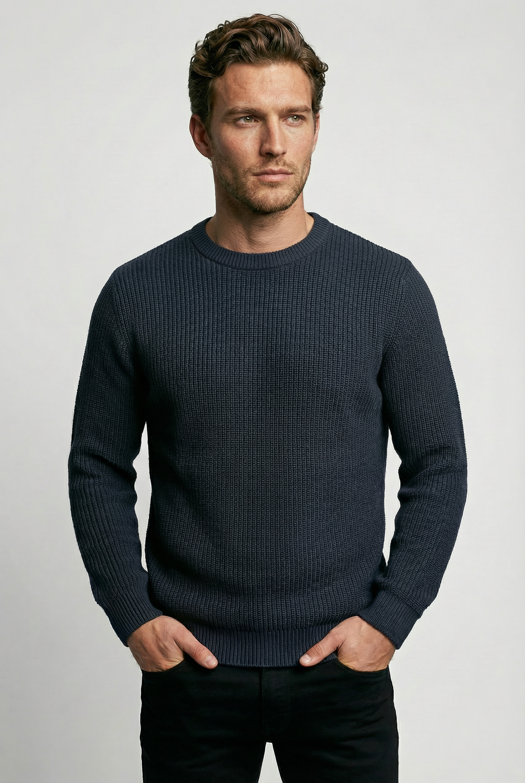 J Hailey Crew Knit - Dark Midnight - Wear London