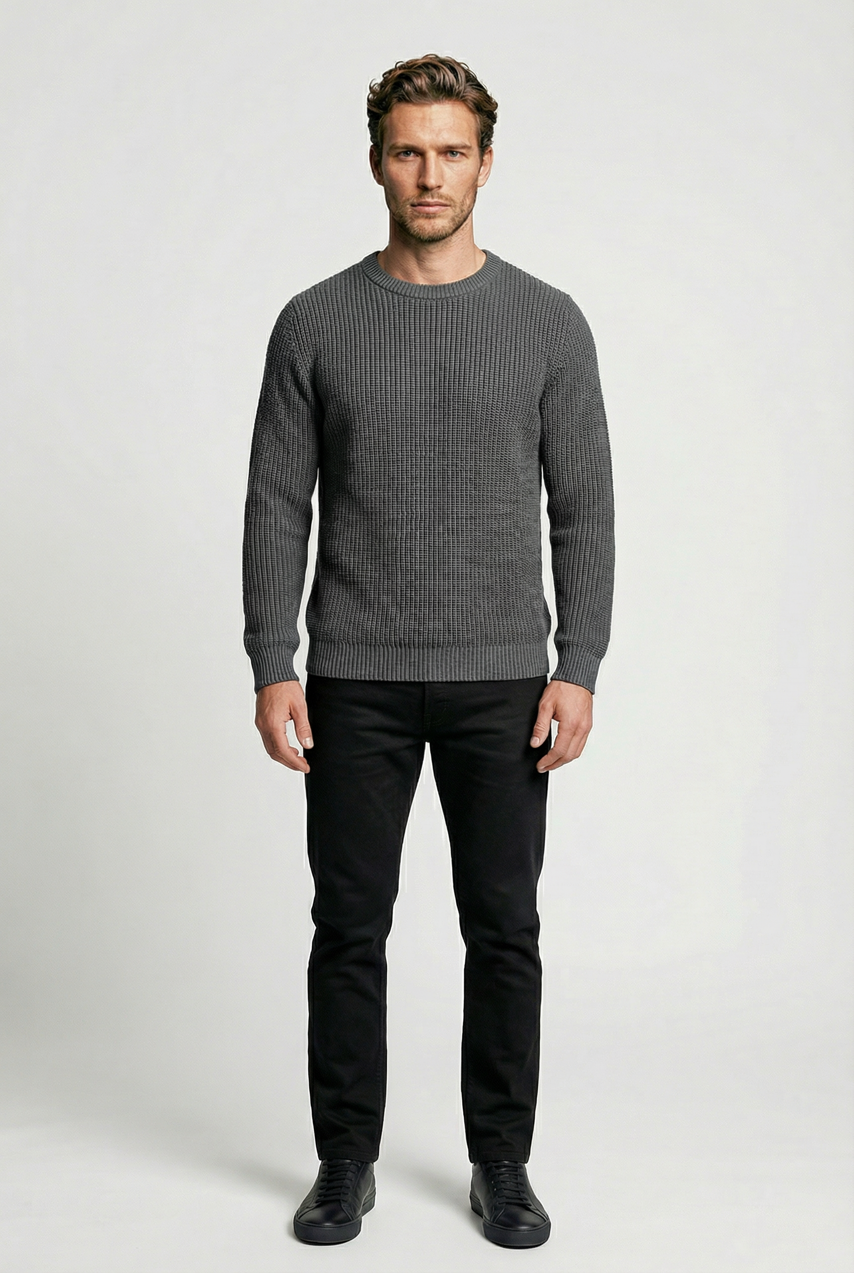 J Hailey Crew Knit - Charcoal - Wear London