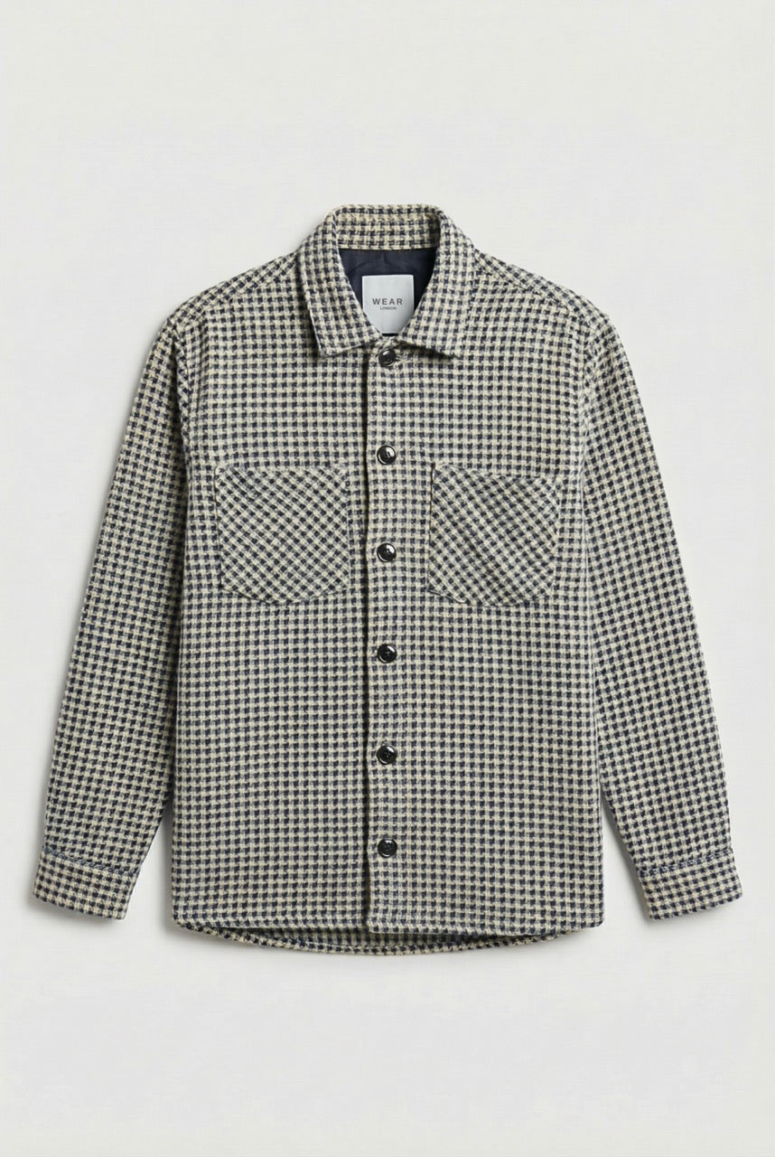 Bart Overshirt - Mid Blue / Stone Check - Wear London