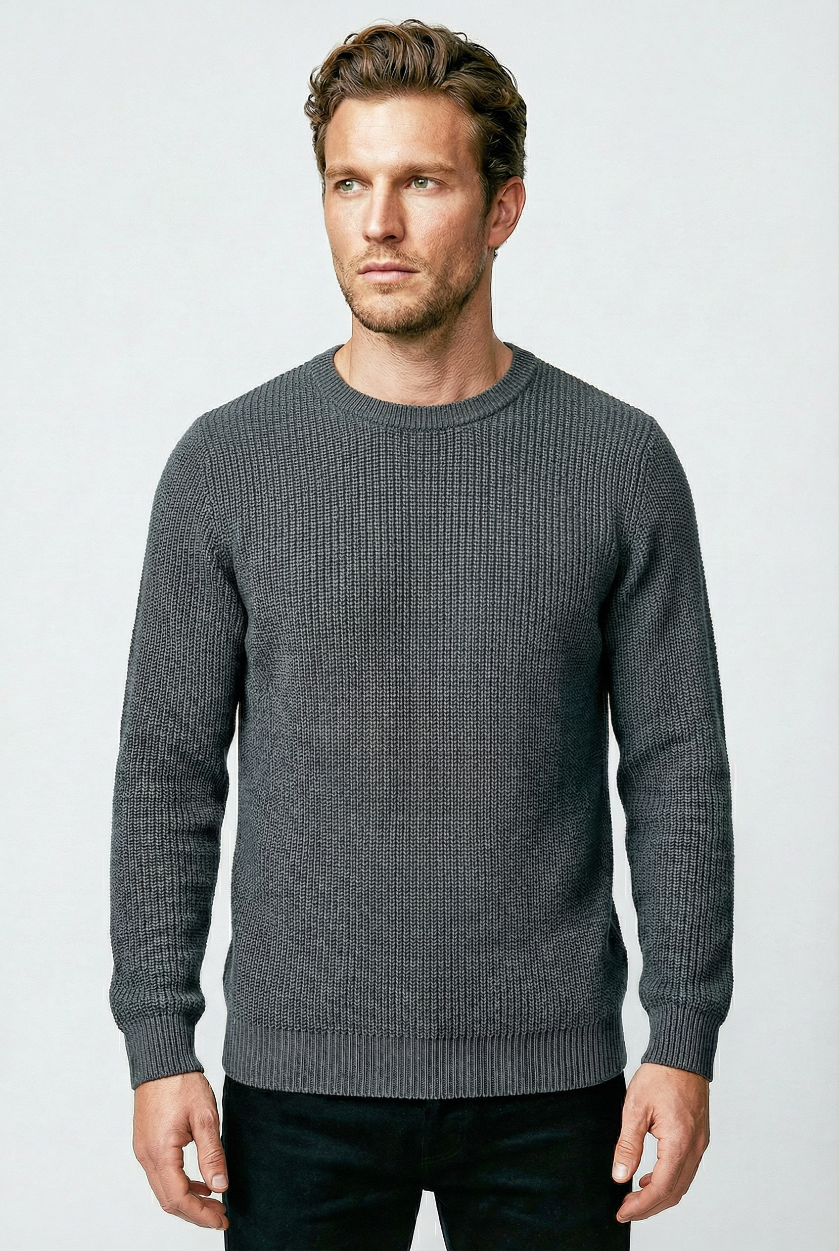 J Hailey Crew Knit - Charcoal - Wear London