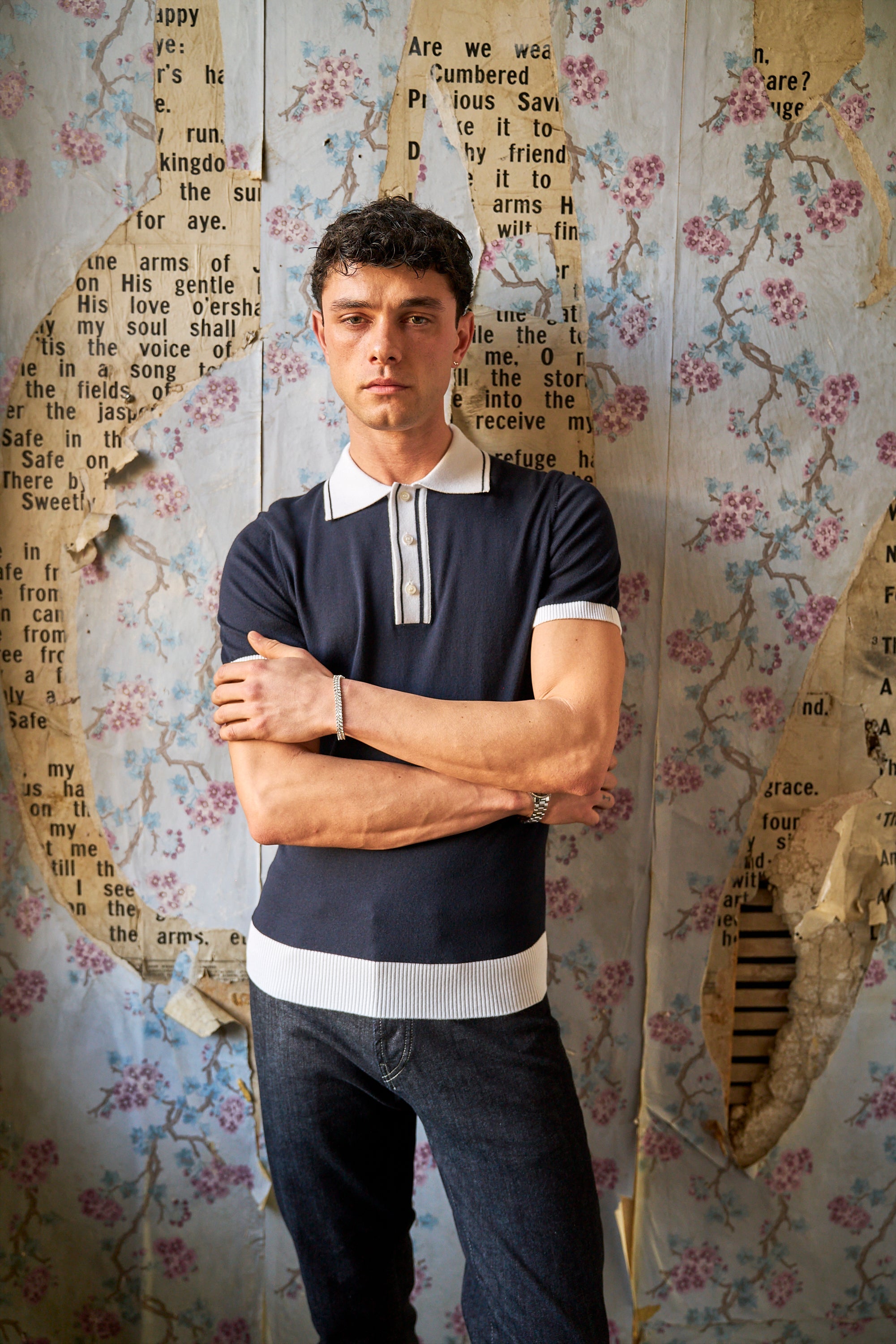Camden - Plain Polo Knitwear - Navy Ecru - Wear London