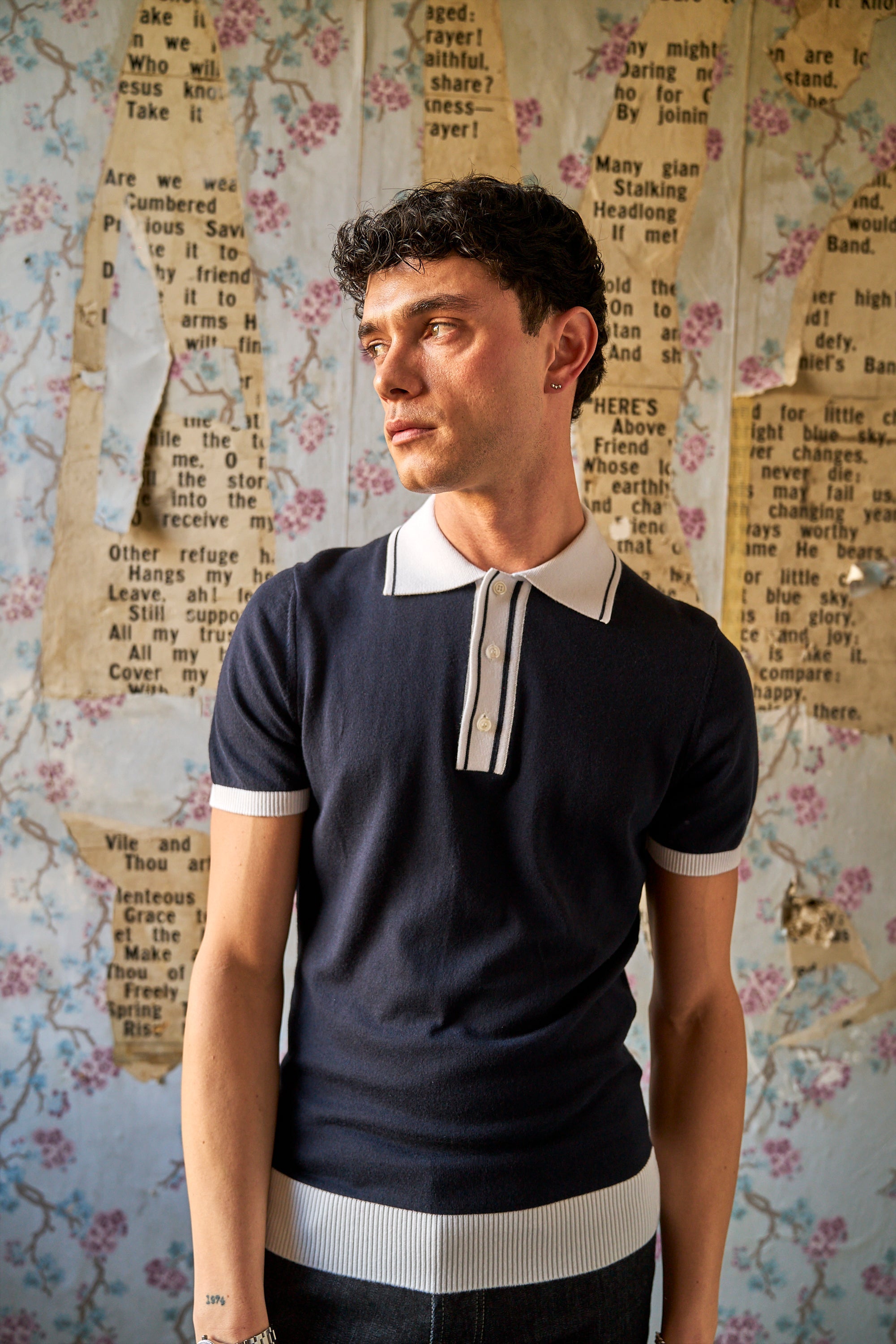 Camden - Plain Polo Knitwear - Navy Ecru - Wear London