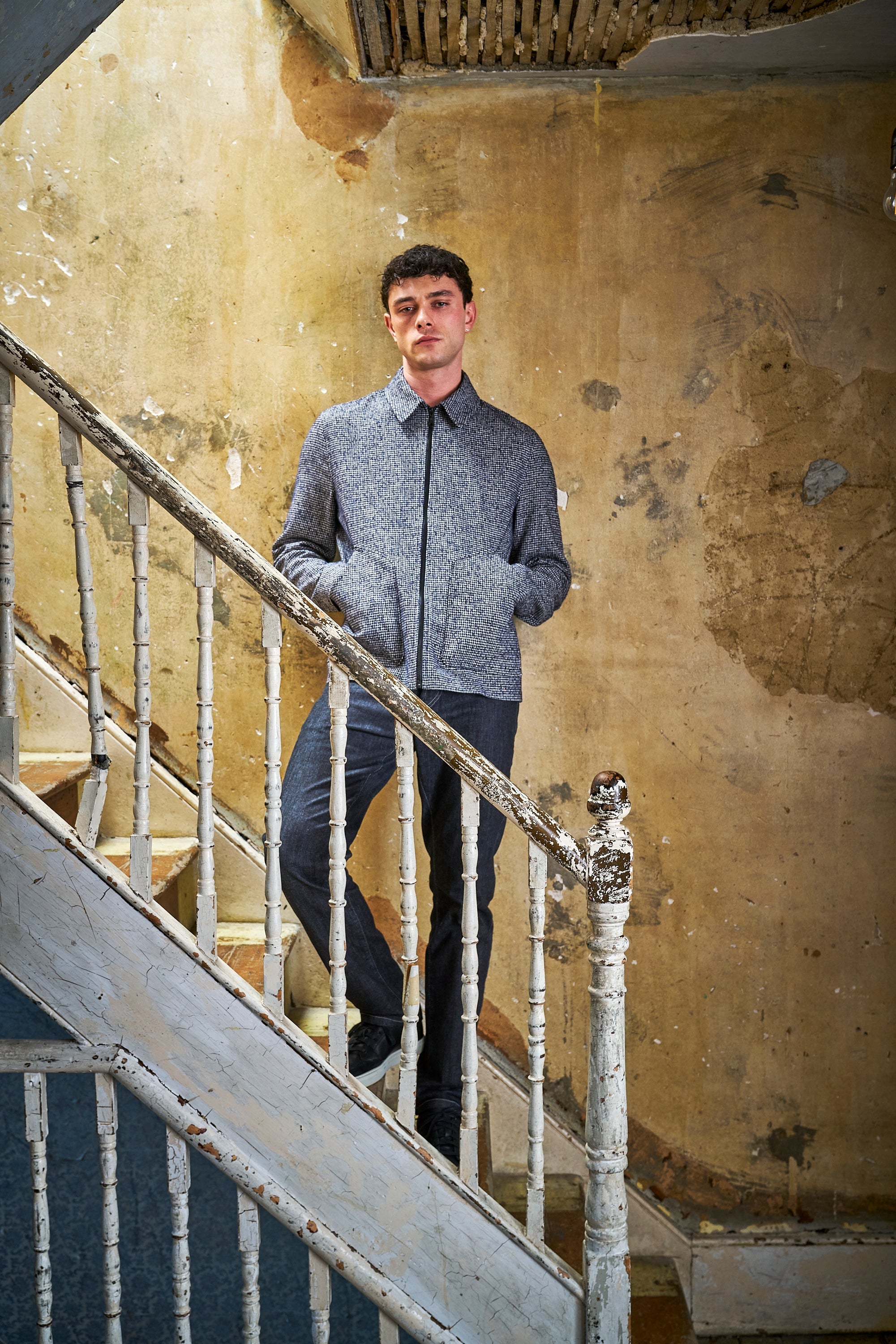 Colts Zip Shacket - Dogtooth Navy Stone - Wear London