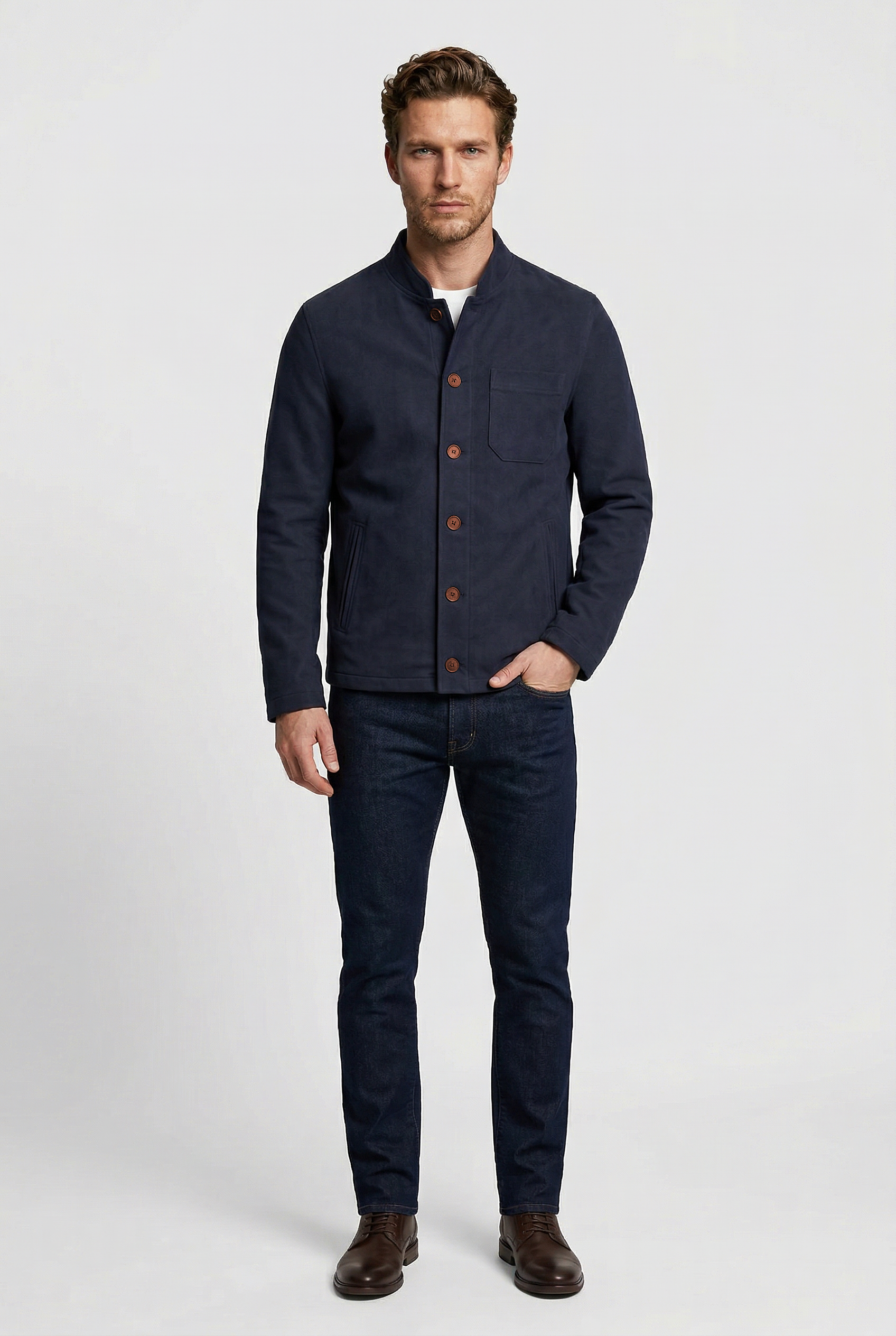 Aldgate Baseball Shacket - Navy Moleskin - Wear London