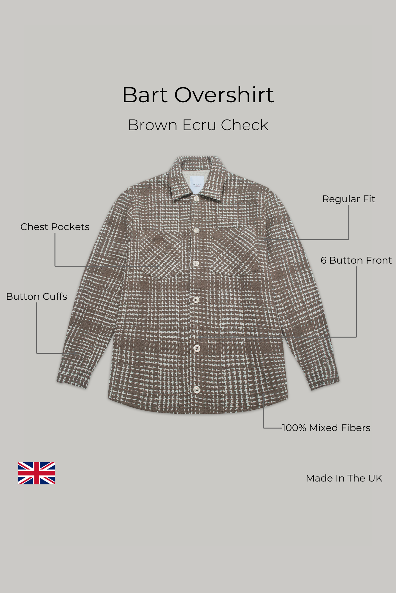 Bart Overshirt - Brown Ecru Check - Wear London