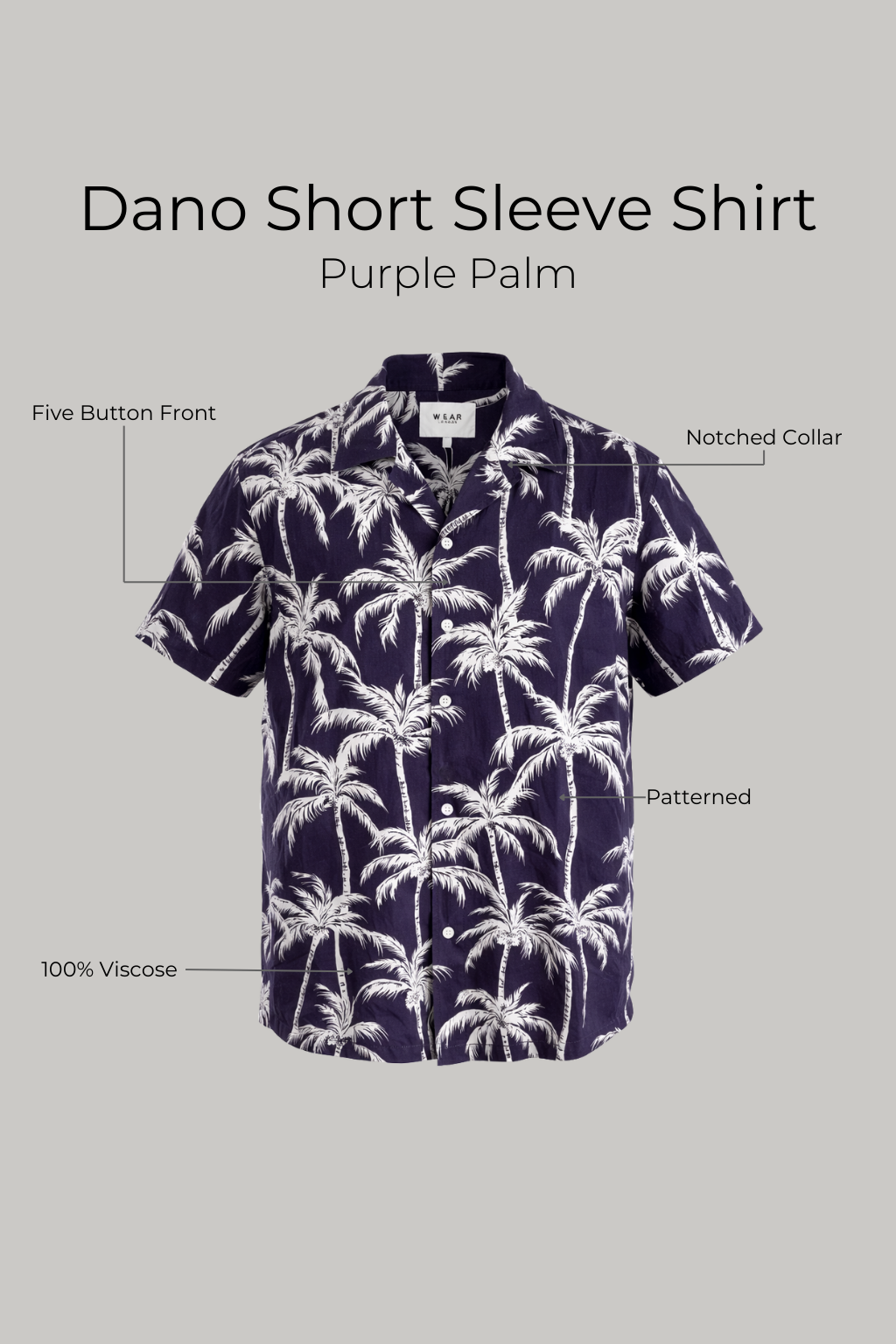 Dano Short Sleeve Shirt - Purple Palm - Wear London