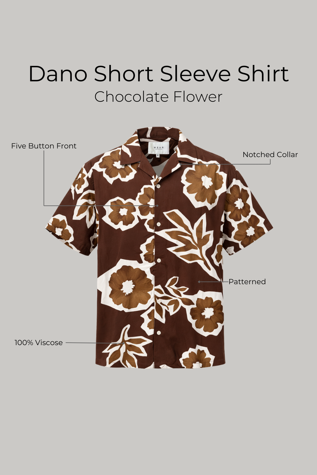 Dano Short Sleeve Shirt - Chocolate Flower - Wear London