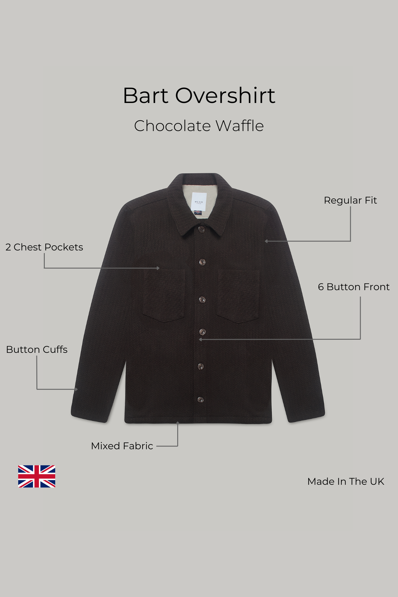 Bart Overshirt - Chocolate Waffle - Wear London