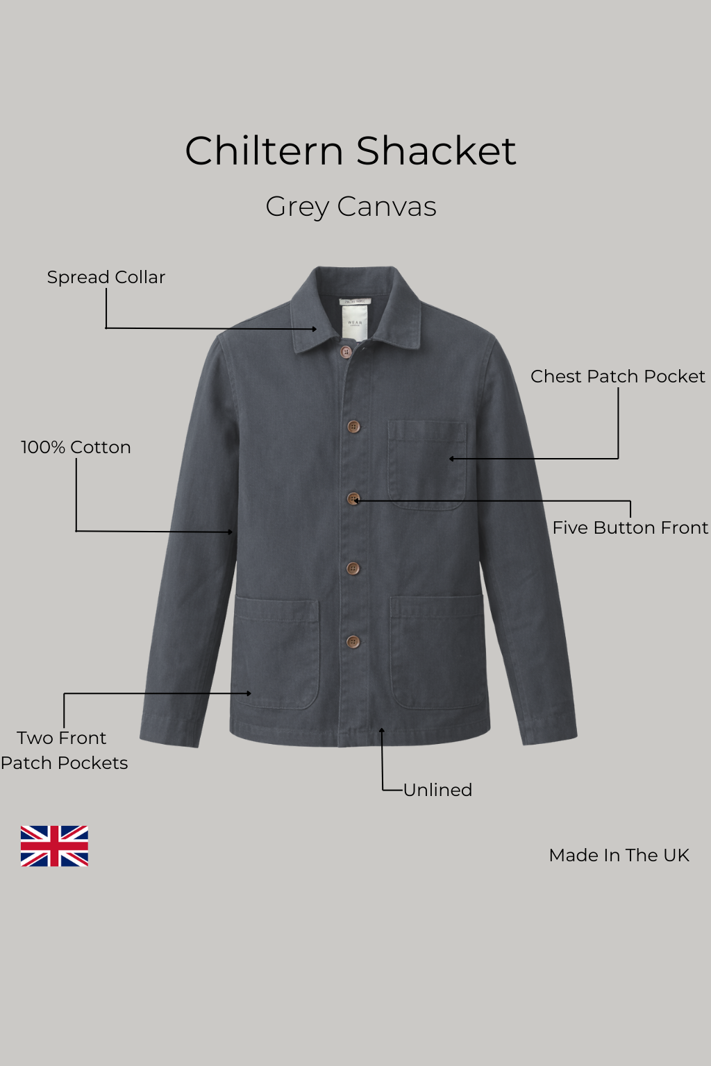 Chiltern Shacket - Grey Canvas - Wear London