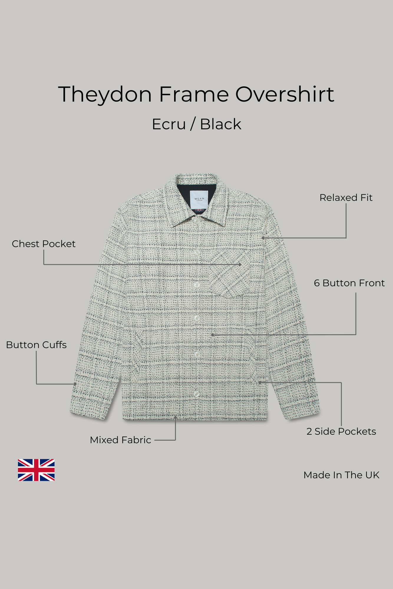 Theydon Frame Overshirt - Ecru / Black - Wear London