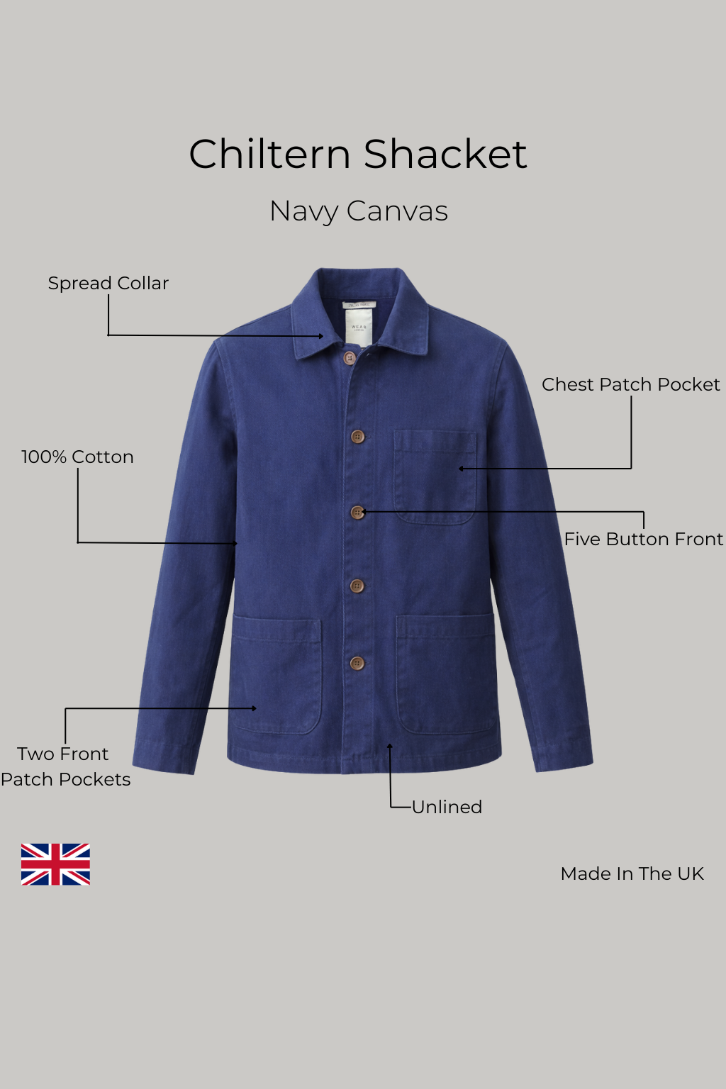 Chiltern Shacket - Navy Canvas - Wear London