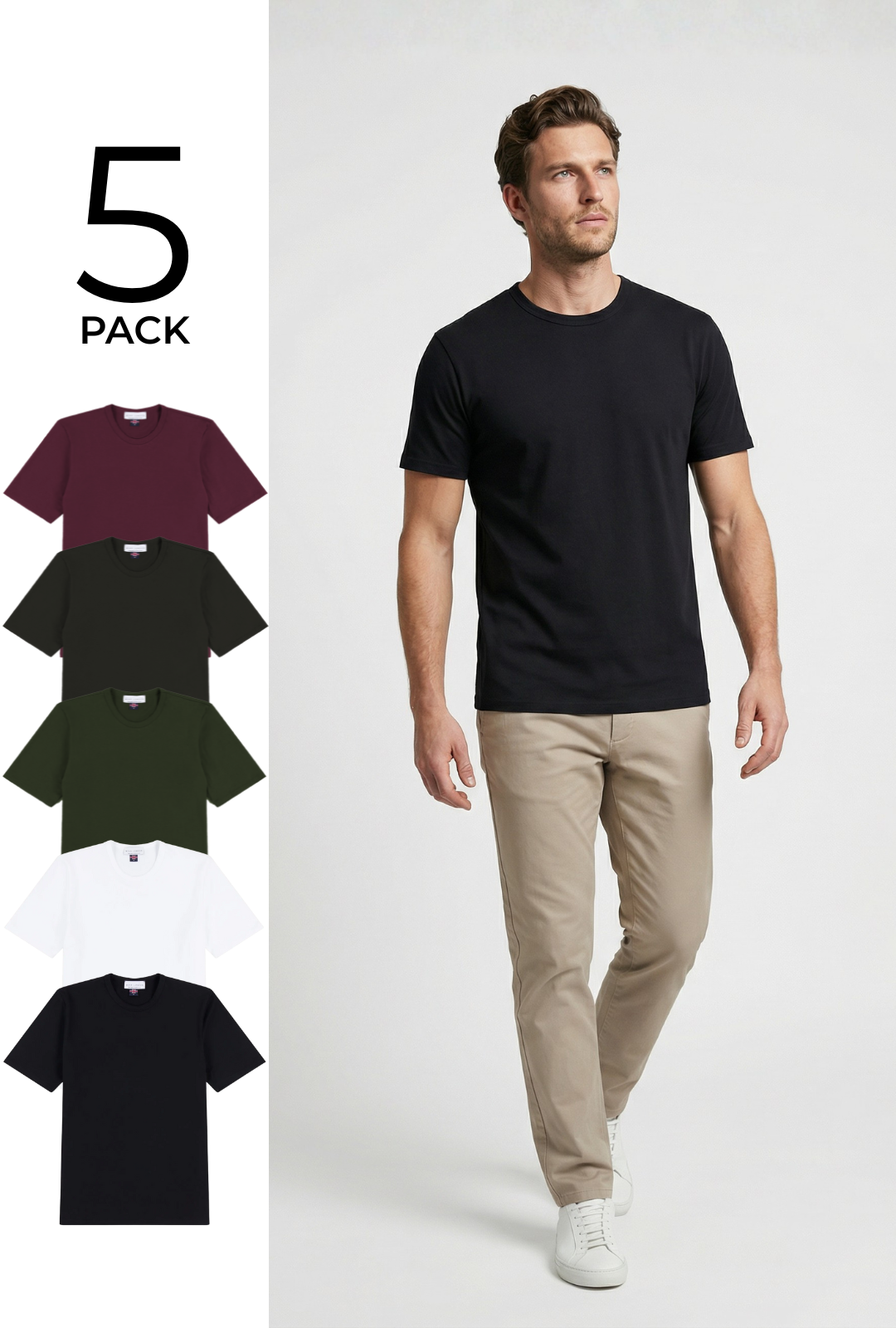 Trueman T-shirt - Regular Fit - 5 Pack - Wear London