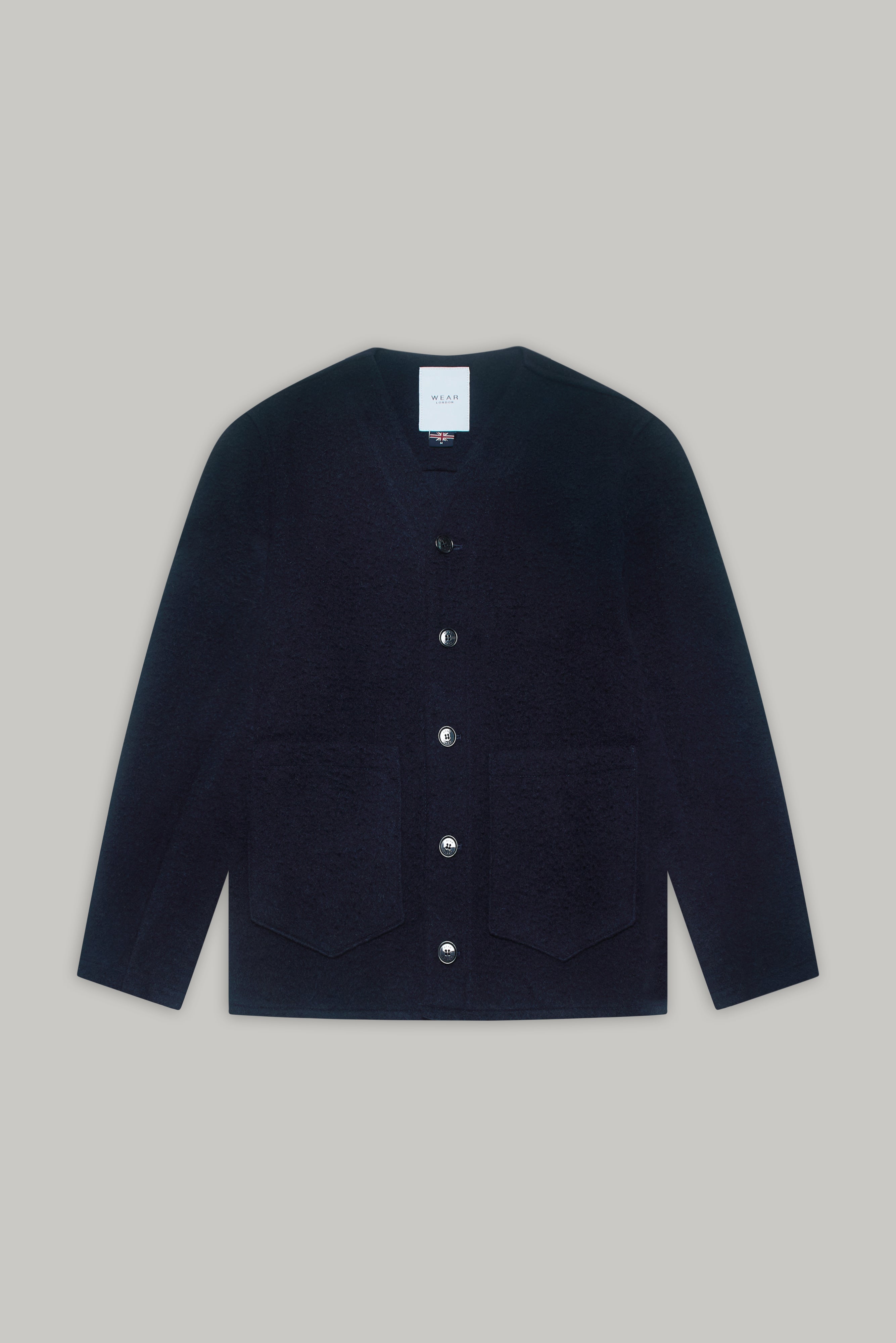 Fleming V-Neck Shacket - Navy Casentino Wool - Wear London