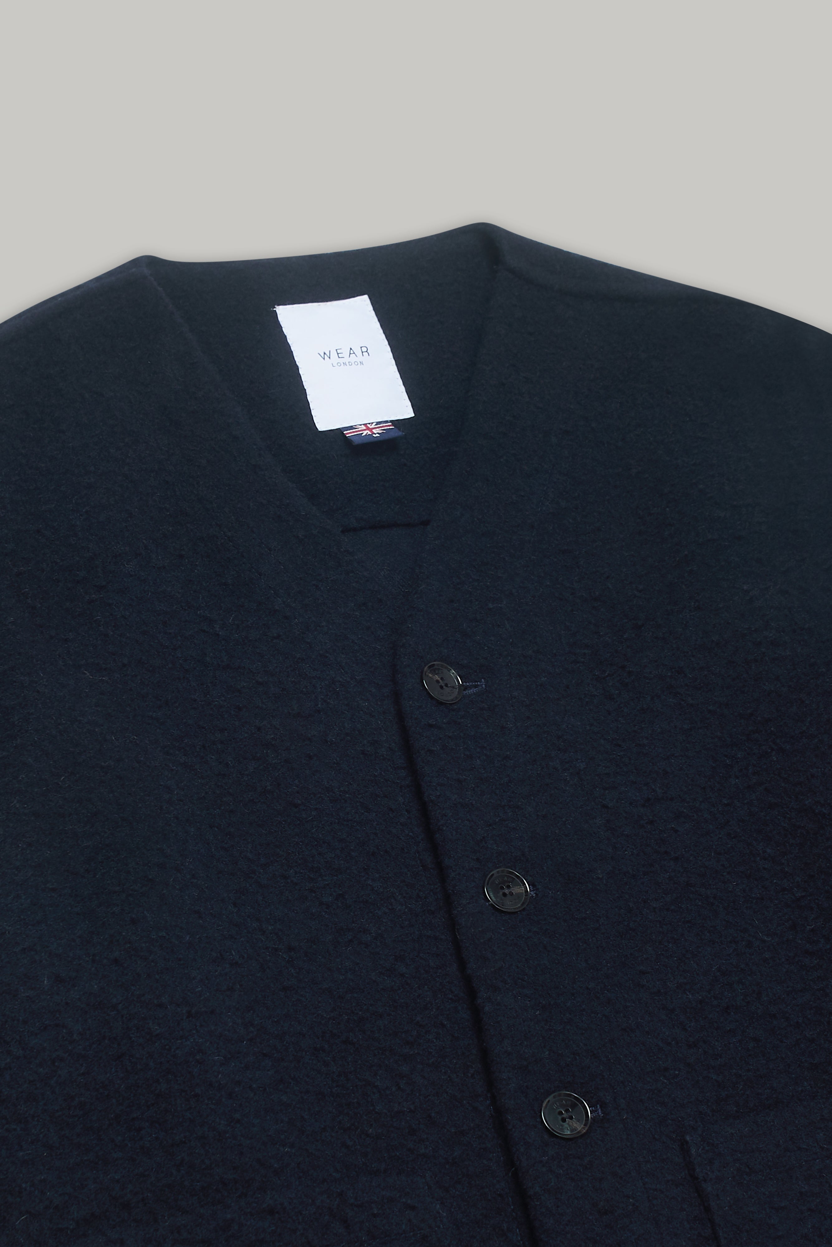 Fleming V-Neck Shacket - Navy Casentino Wool - Wear London