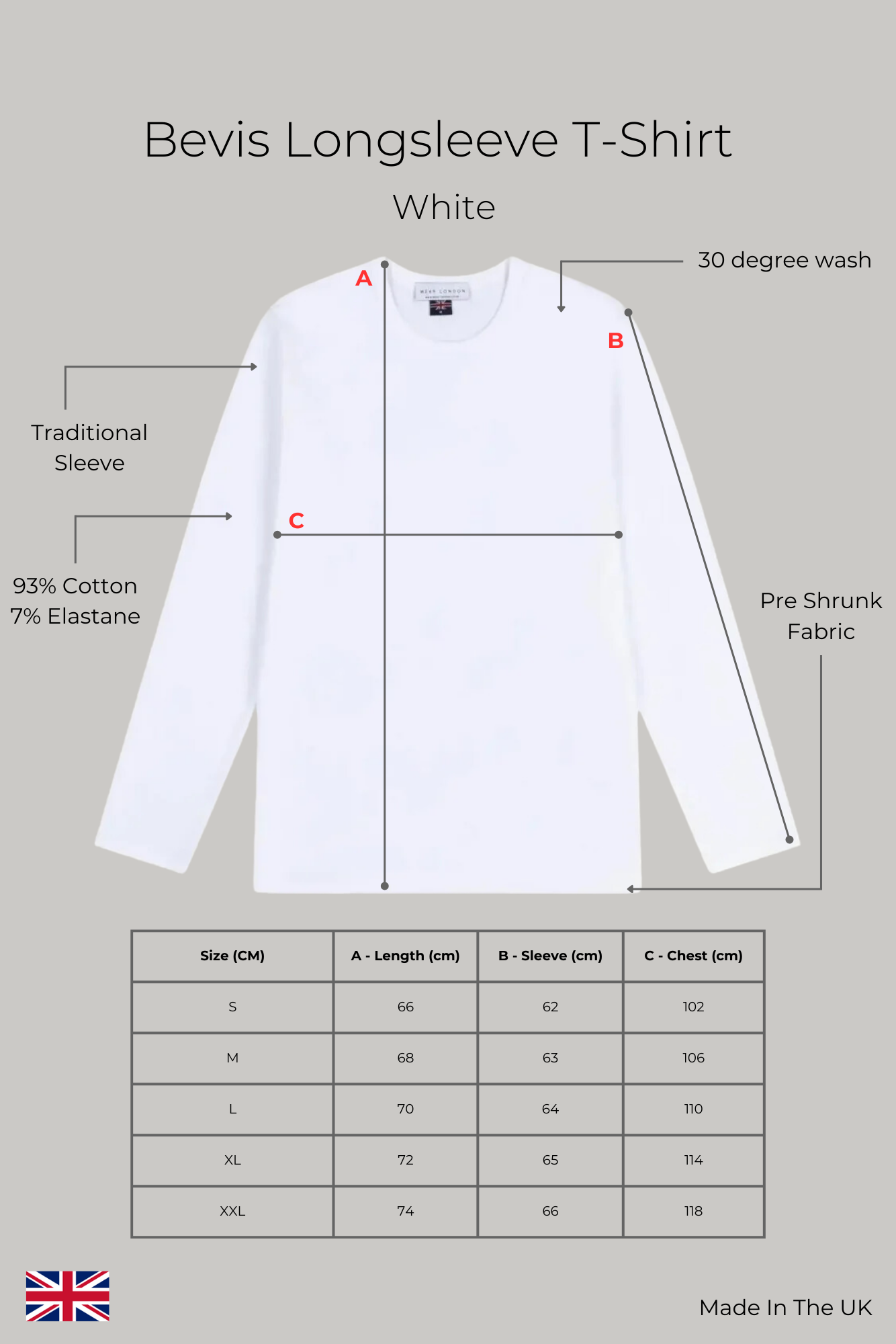 Bevis Long Sleeve Cotton t-shirt - White - Wear London