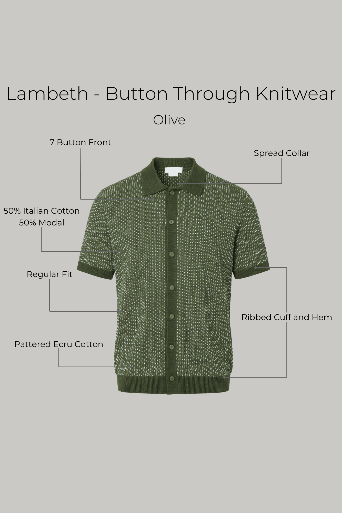 Lambeth - Button Through Knitwear - Olive - Wear London