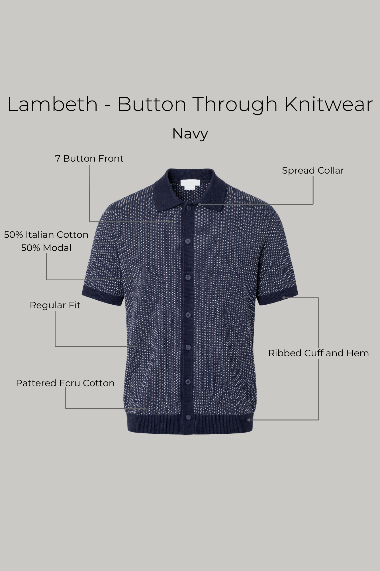 Lambeth - Button Through Knitwear - Navy - Wear London