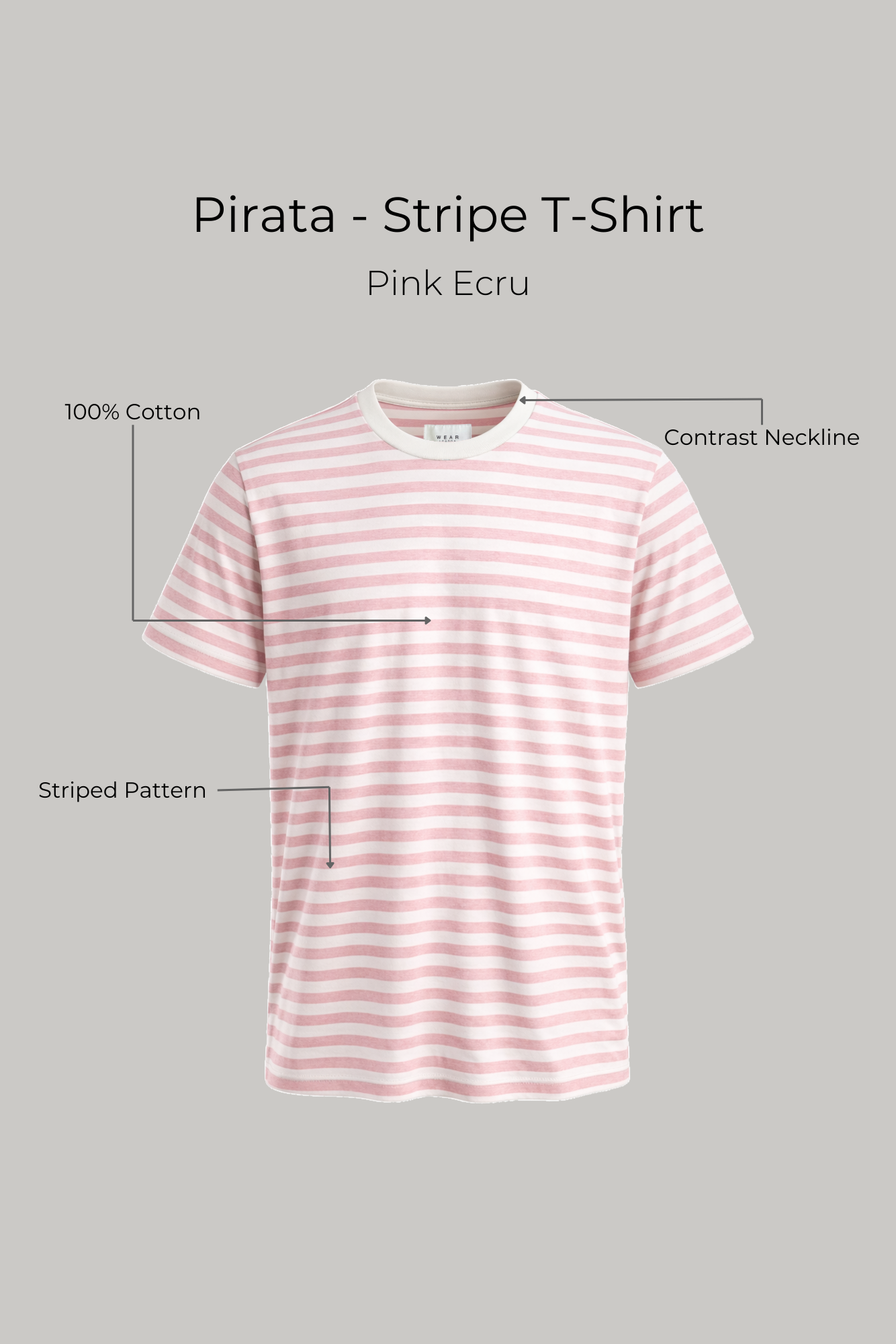 Pirata- Stripe T-Shirt - Pink Ecru - Wear London