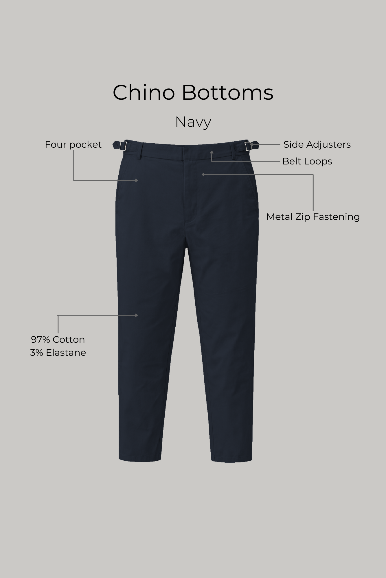 Chino Bottoms - Navy - Wear London