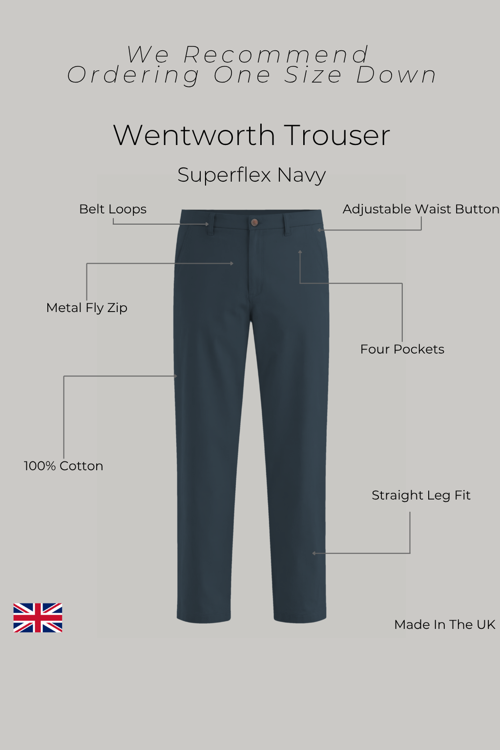 Wentworth Trouser - Navy Superflex - Wear London