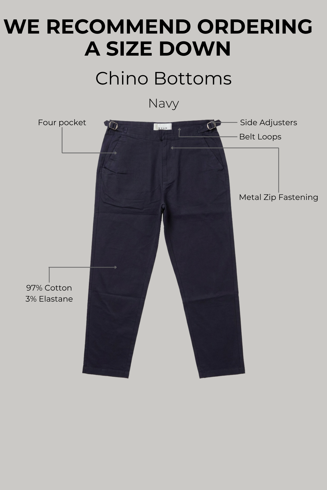 Chino Bottoms - Navy - Wear London
