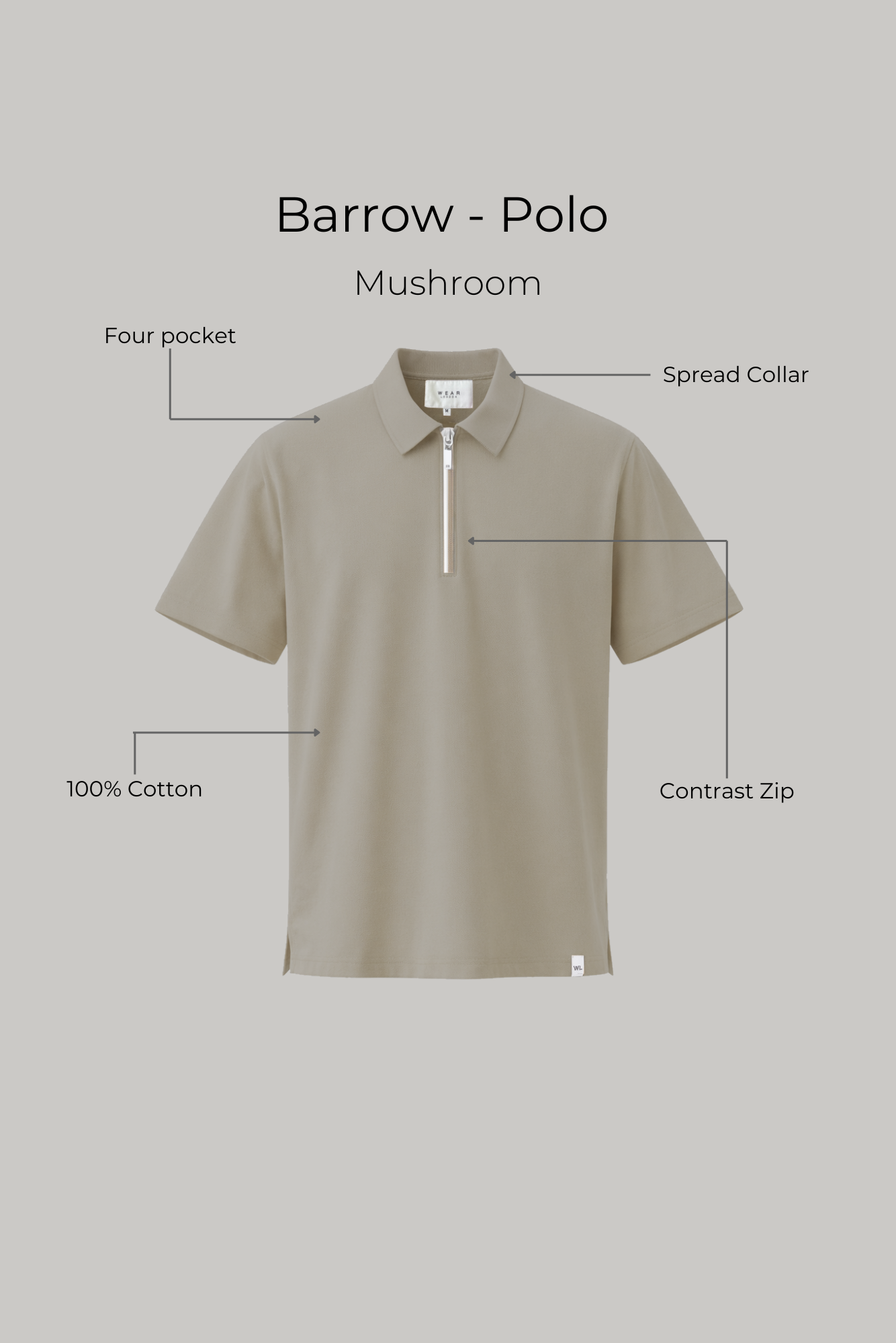 Barrow - Polo - Mushroom - Wear London