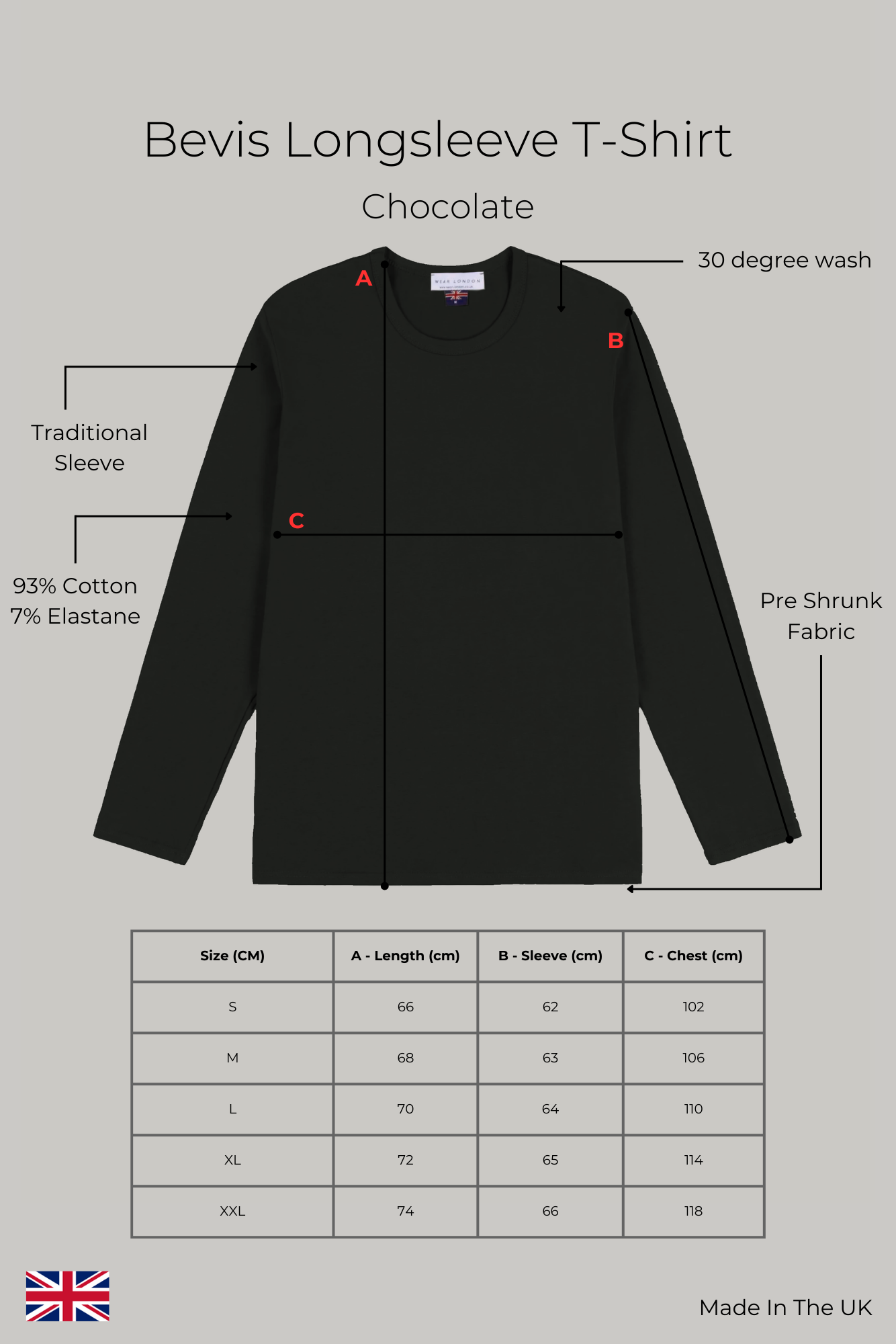 Bevis Long Sleeve Cotton T-shirt - Chocolate - Wear London