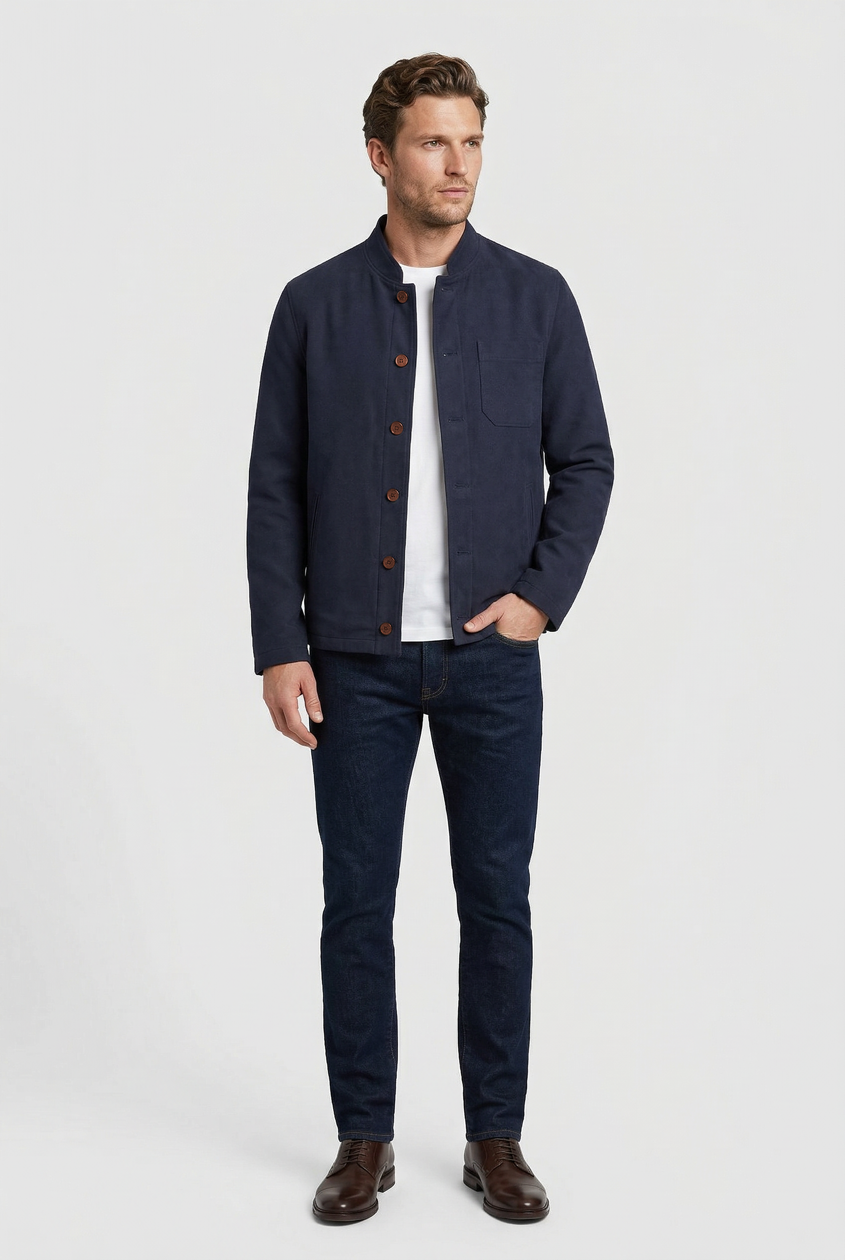 Aldgate Baseball Shacket - Navy Moleskin - Wear London