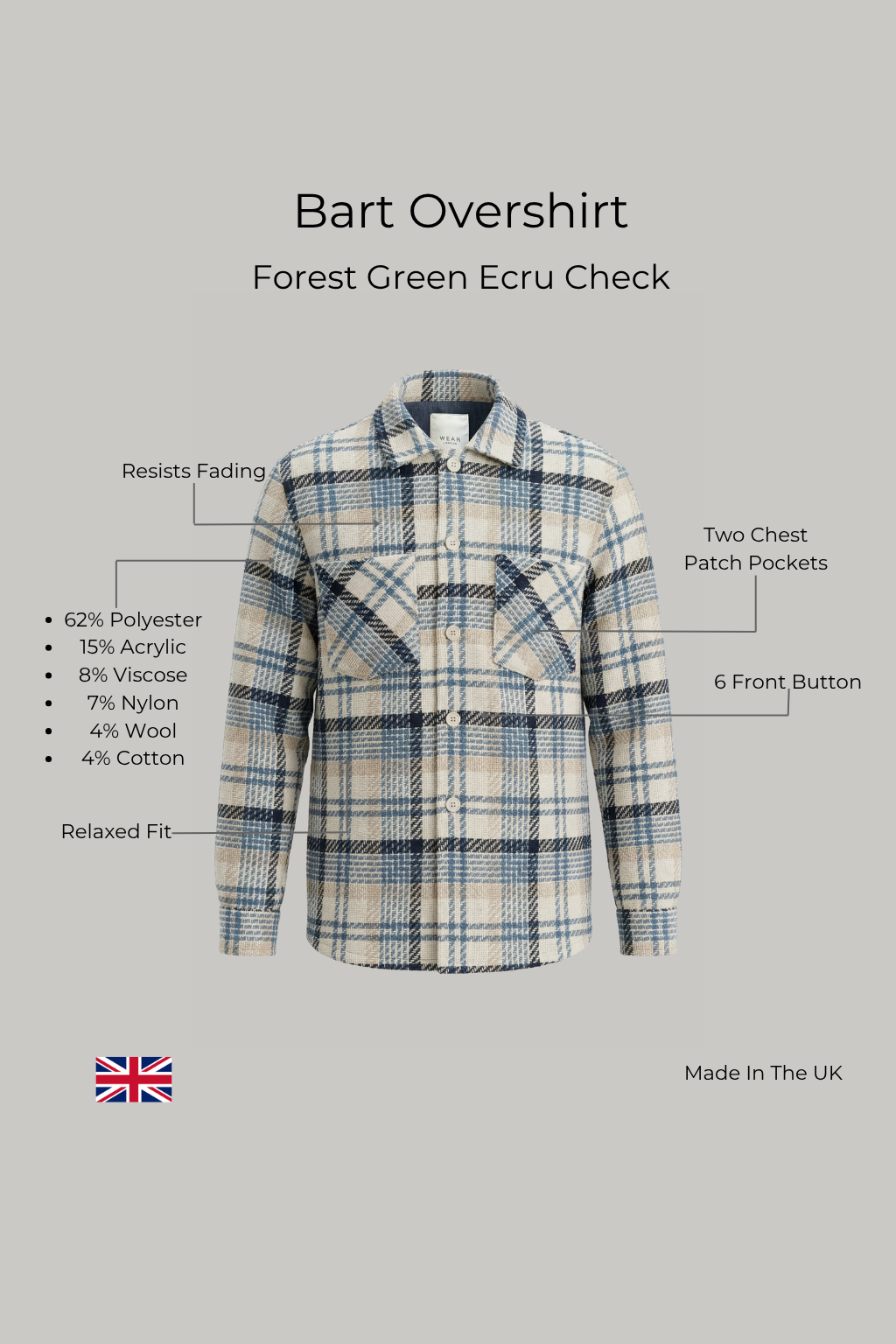 Bart Overshirt - Sky Blue Ecru Check - Wear London
