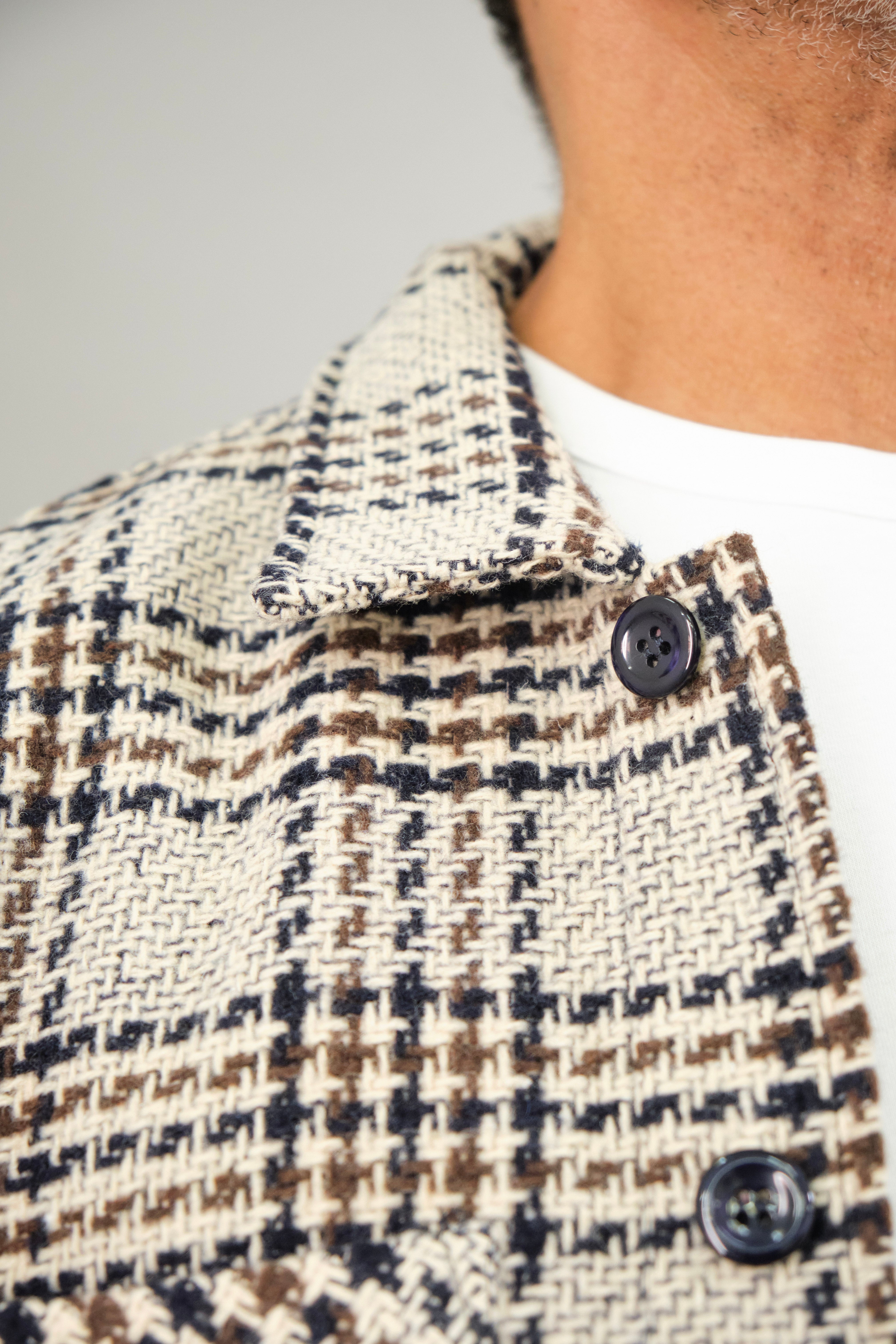 Bart Overshirt - Dogtooth Stone Brown Black - Wear London