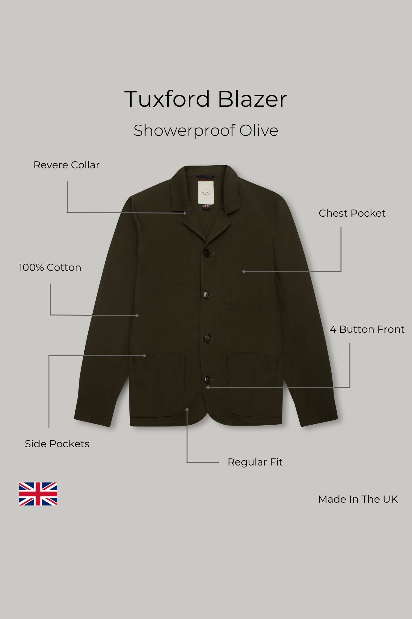 Tuxford Casual Blazer - Showerproof Olive