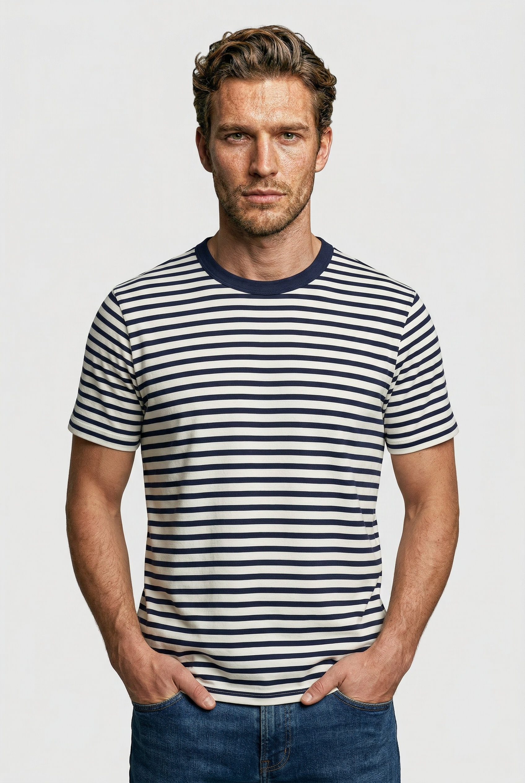 Gerard - Stripe T-Shirt - Off White Navy - Wear London