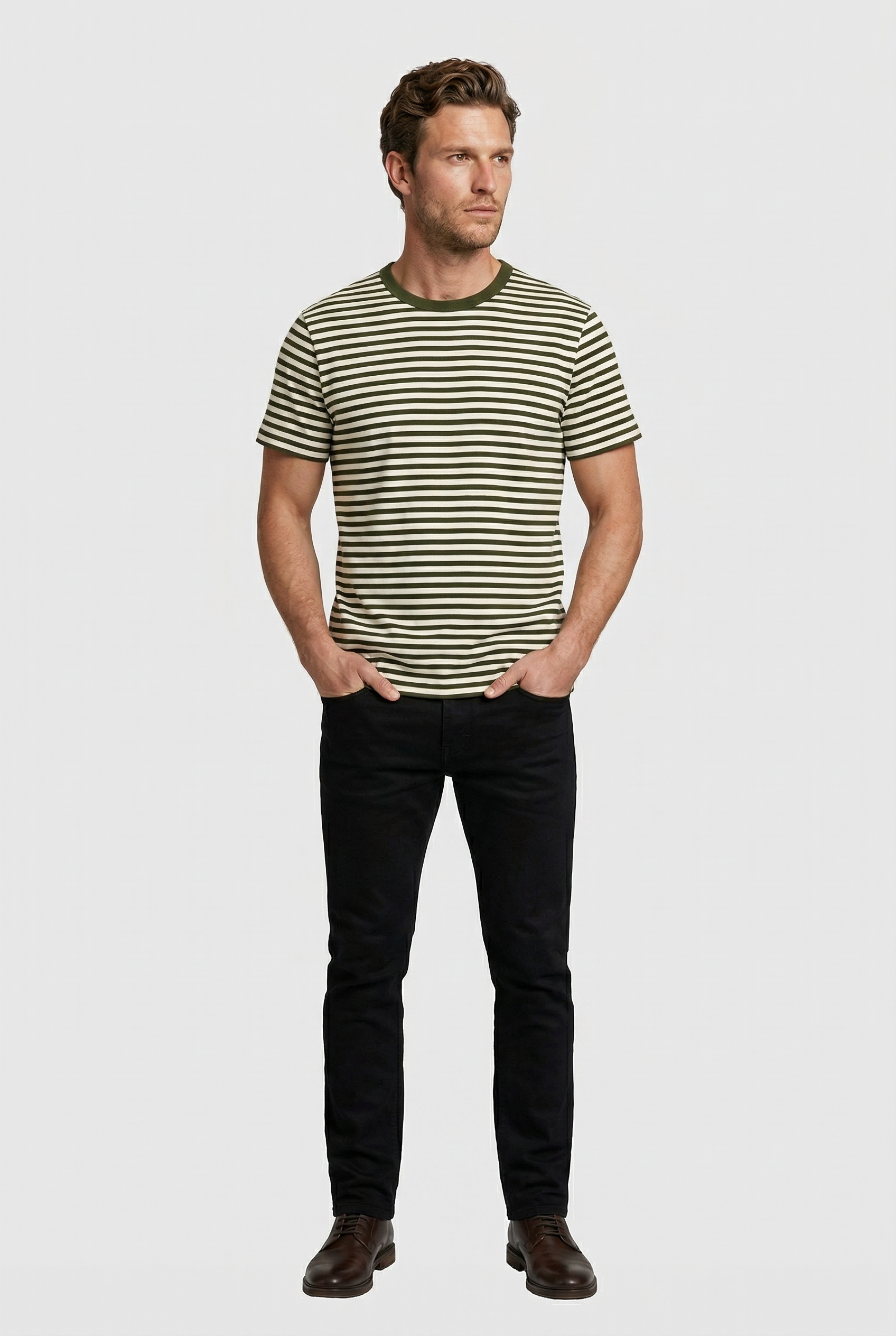 Gerard - Stripe T-Shirt - Off White Khaki - Wear London