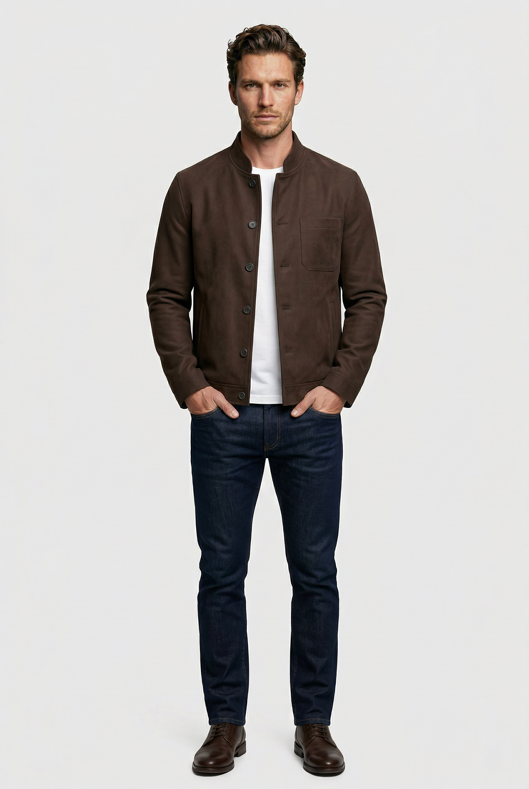 Aldgate Baseball Shacket - Chocolate Moleskin - Wear London