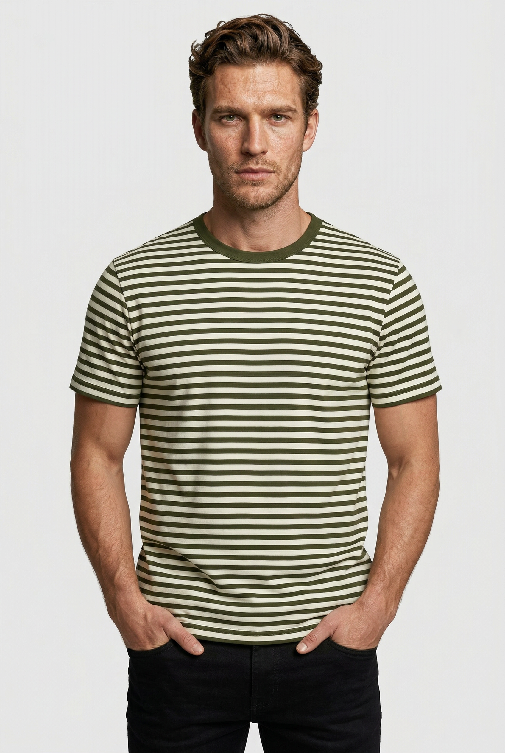 Gerard - Stripe T-Shirt - Off White Khaki - Wear London