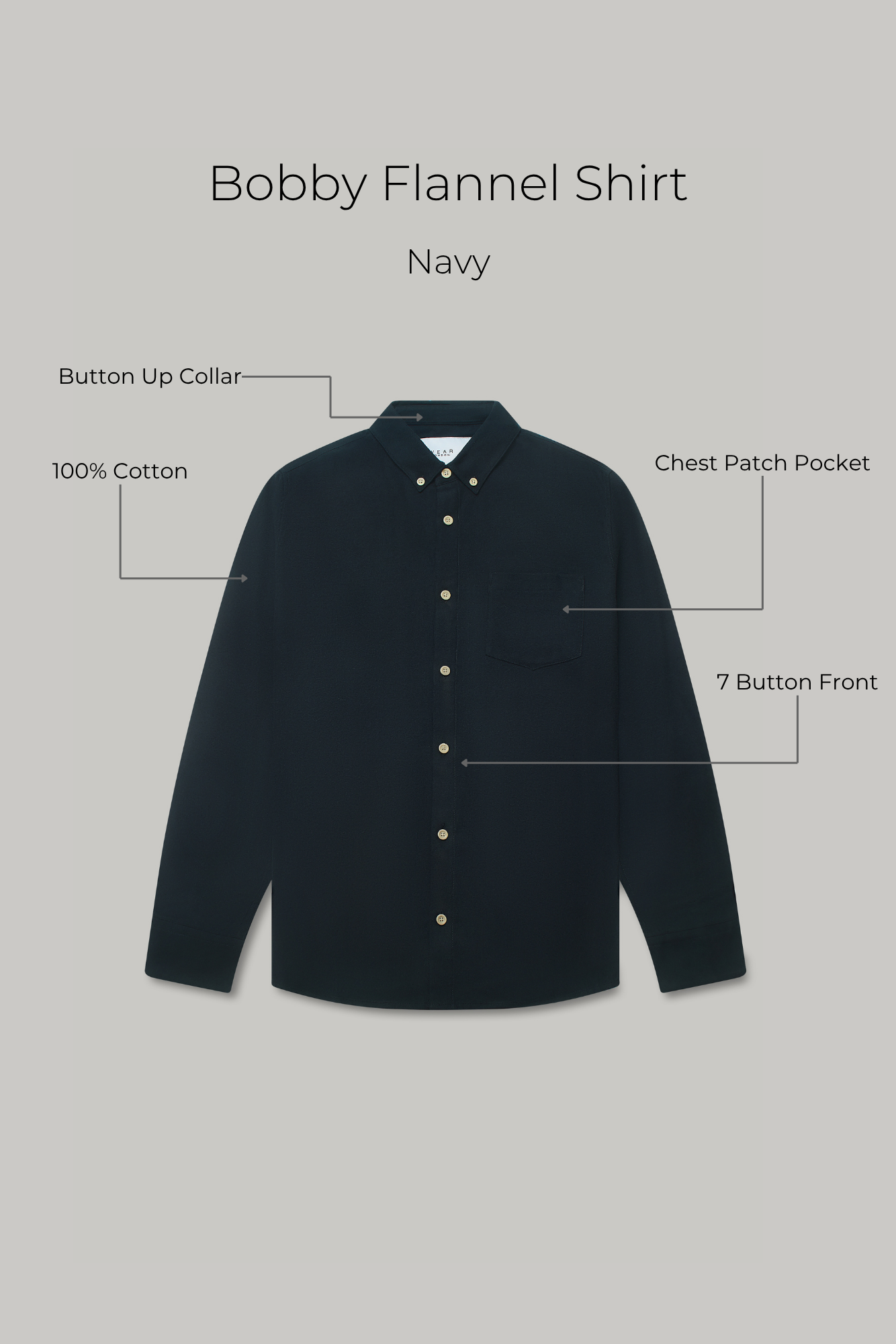 Bobby Flannel Shirt - Navy - Wear London