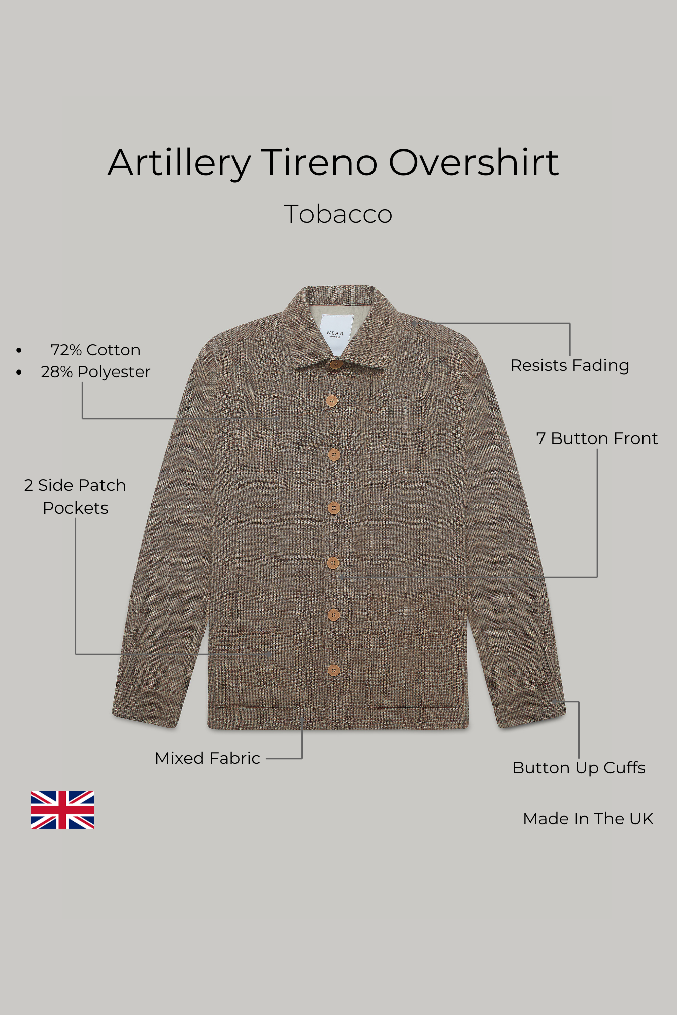 Artillery Tireno Overshirt - Tobacco - Wear London