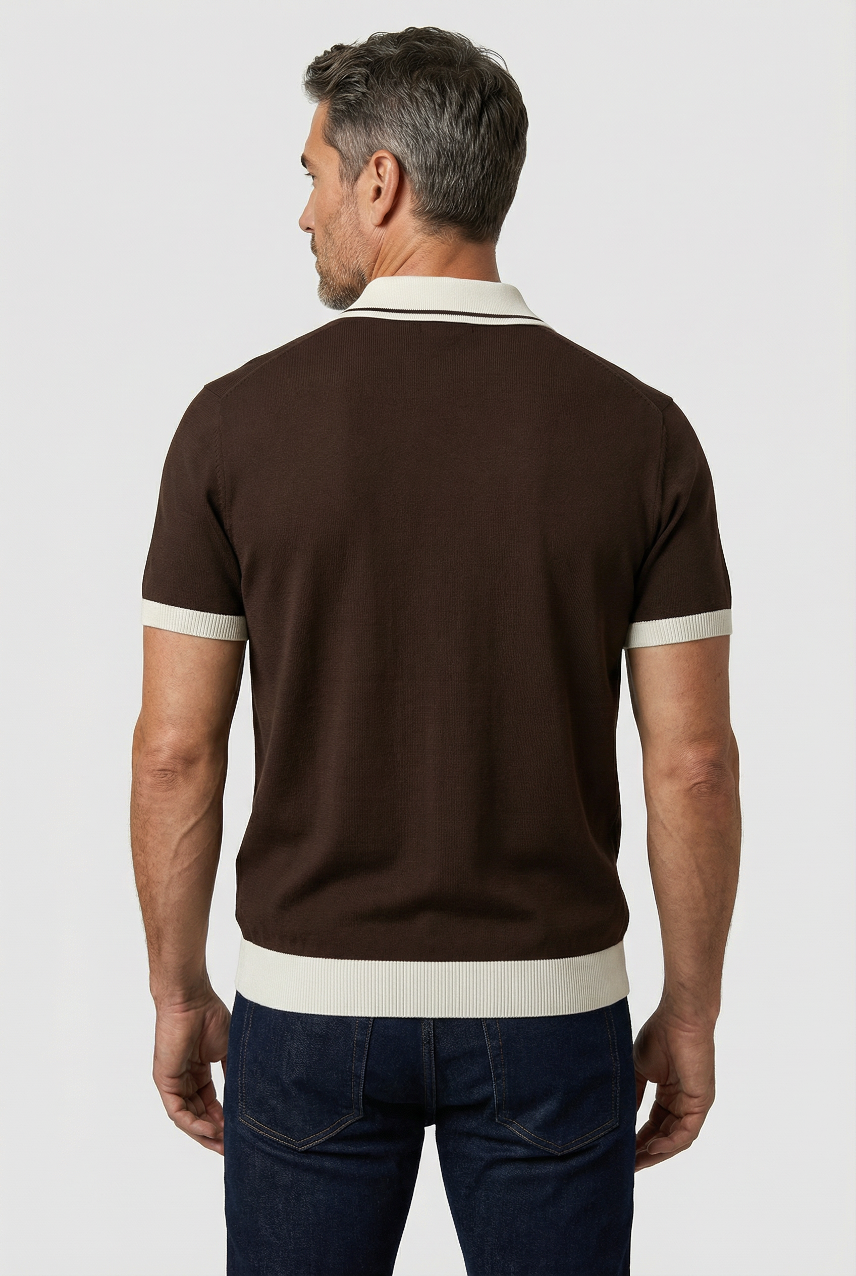 Camden - Plain Polo Knitwear - Chocolate Ecru - Wear London