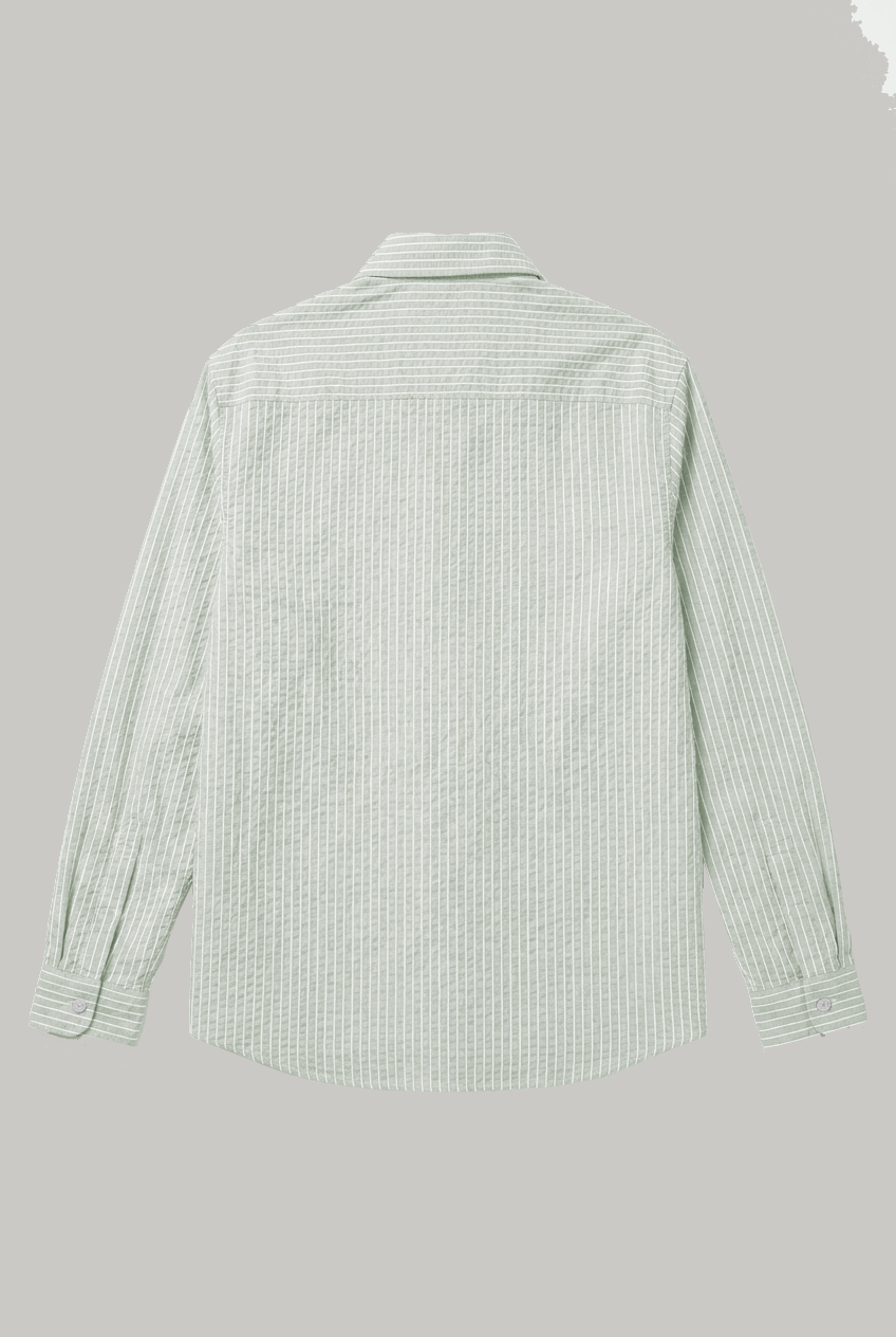 Wick Long Sleeve Shirt - Mint Green / White Seersucker - Wear London