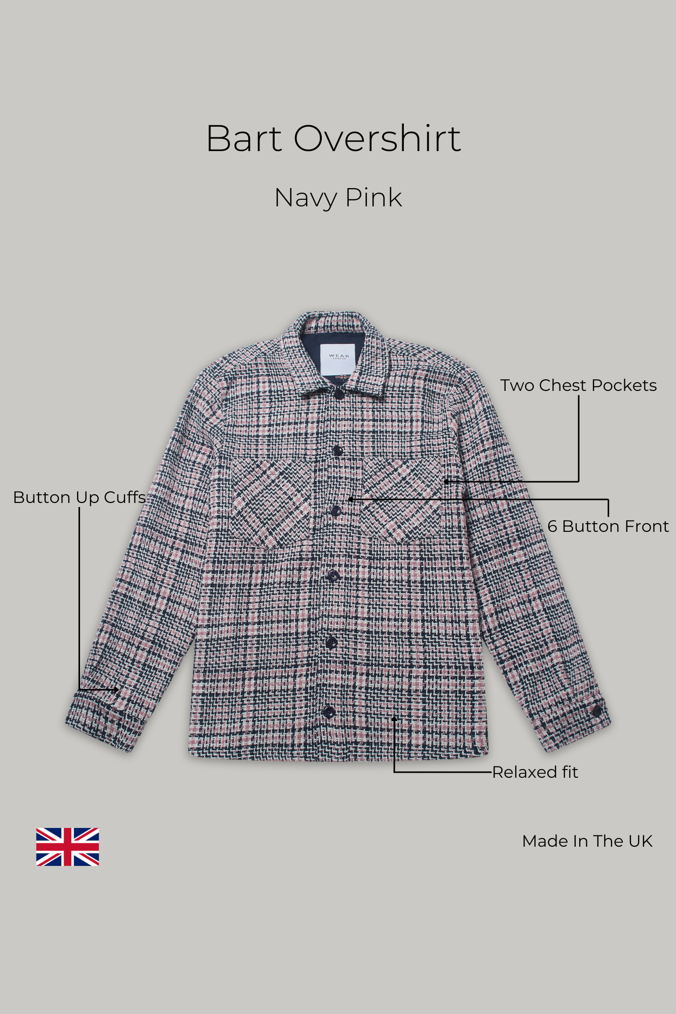 Bart Overshirt - Navy Pink - Wear London