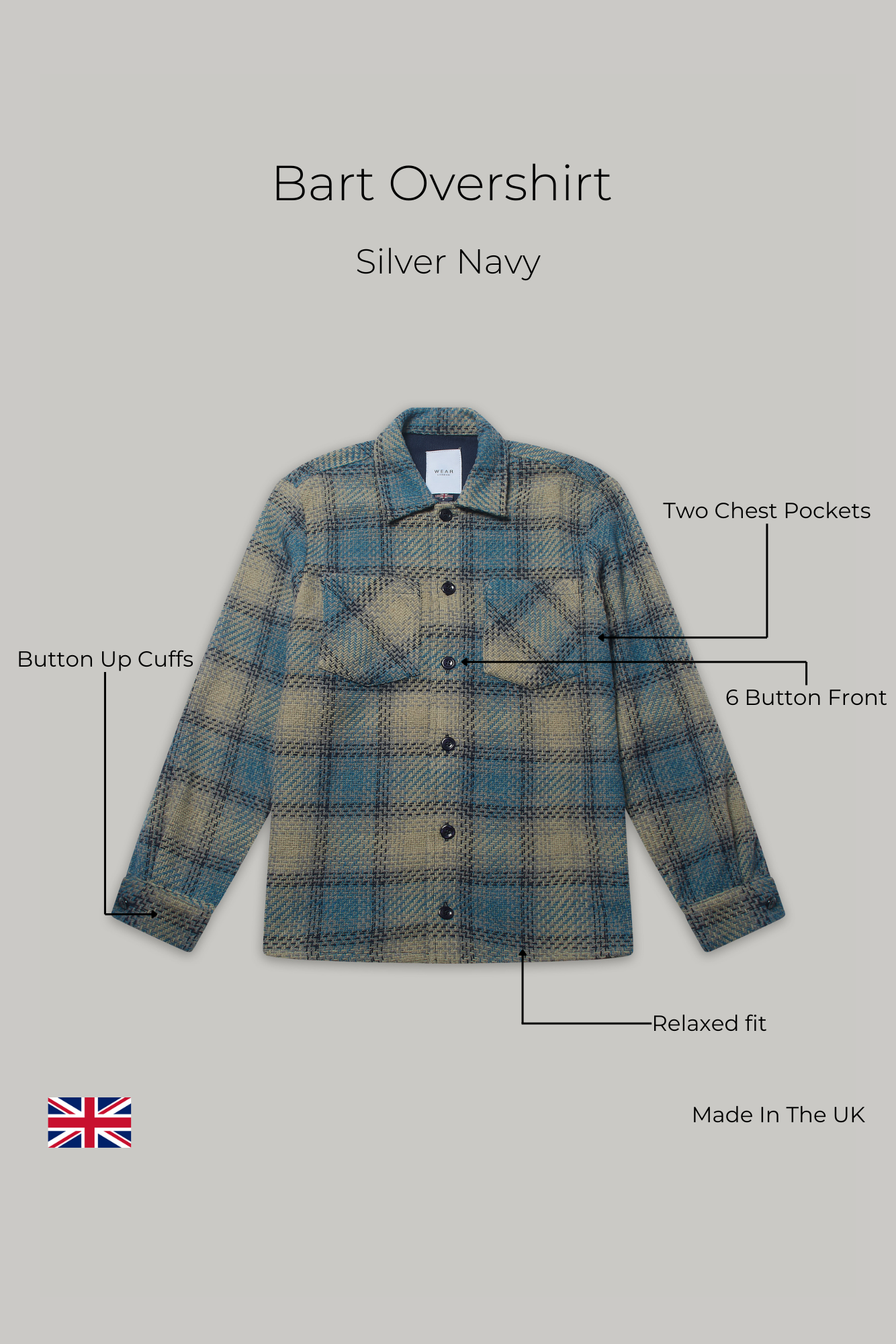 Bart Overshirt - Silver Navy - Wear London