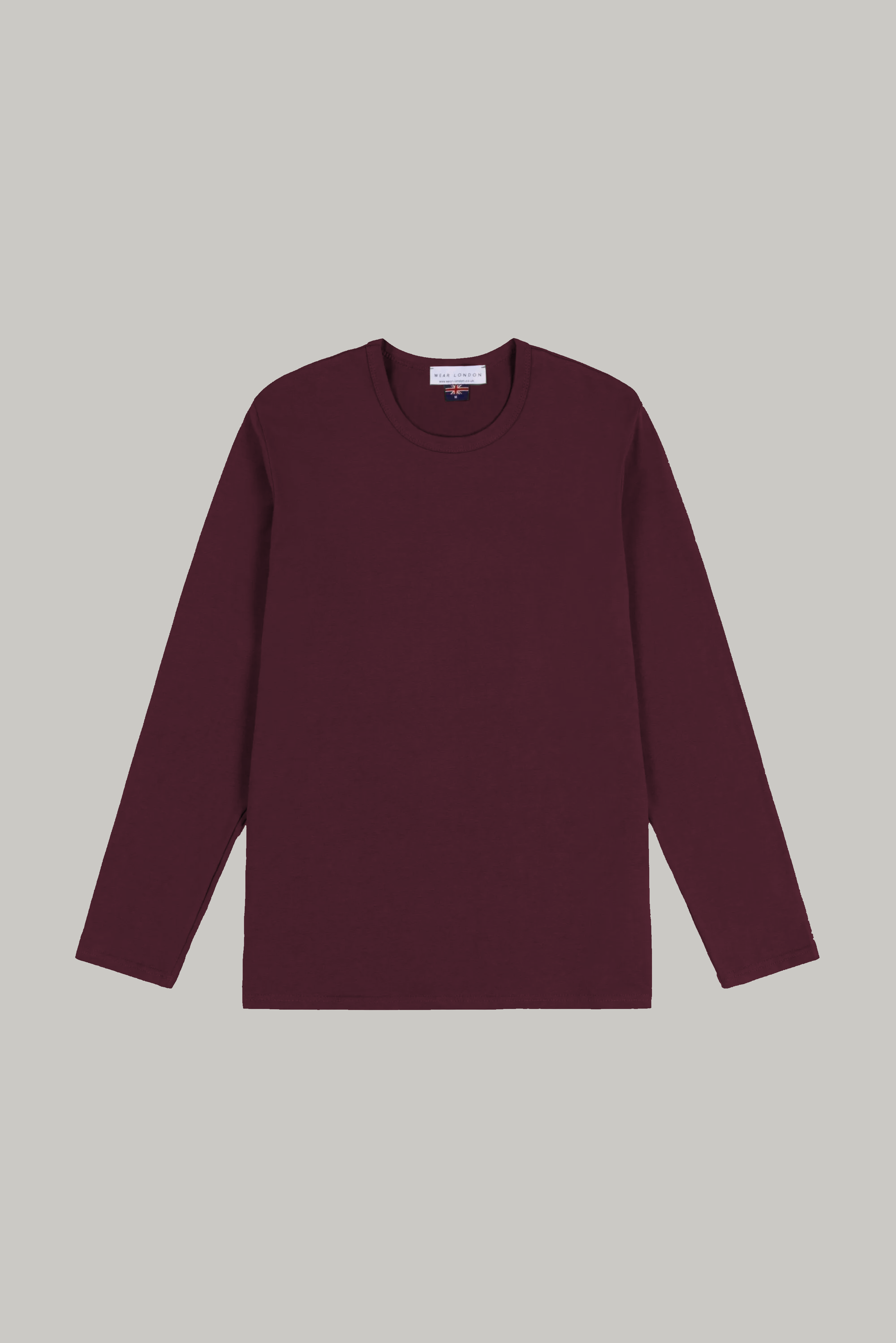 Bevis Long Sleeve Cotton T-shirt - Burgundy - Wear London